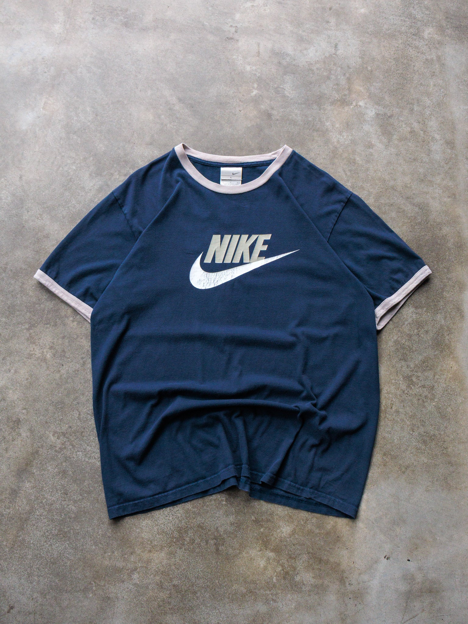 Vintage 00s Navy Nike Ringer Tee (L)