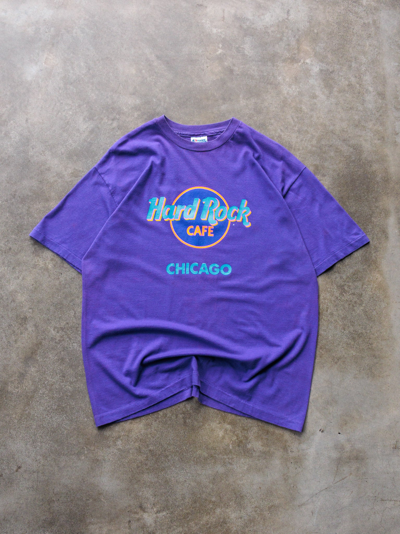 Vintage 90s Purple Hard Rock Cafe Chicago Tee (L)