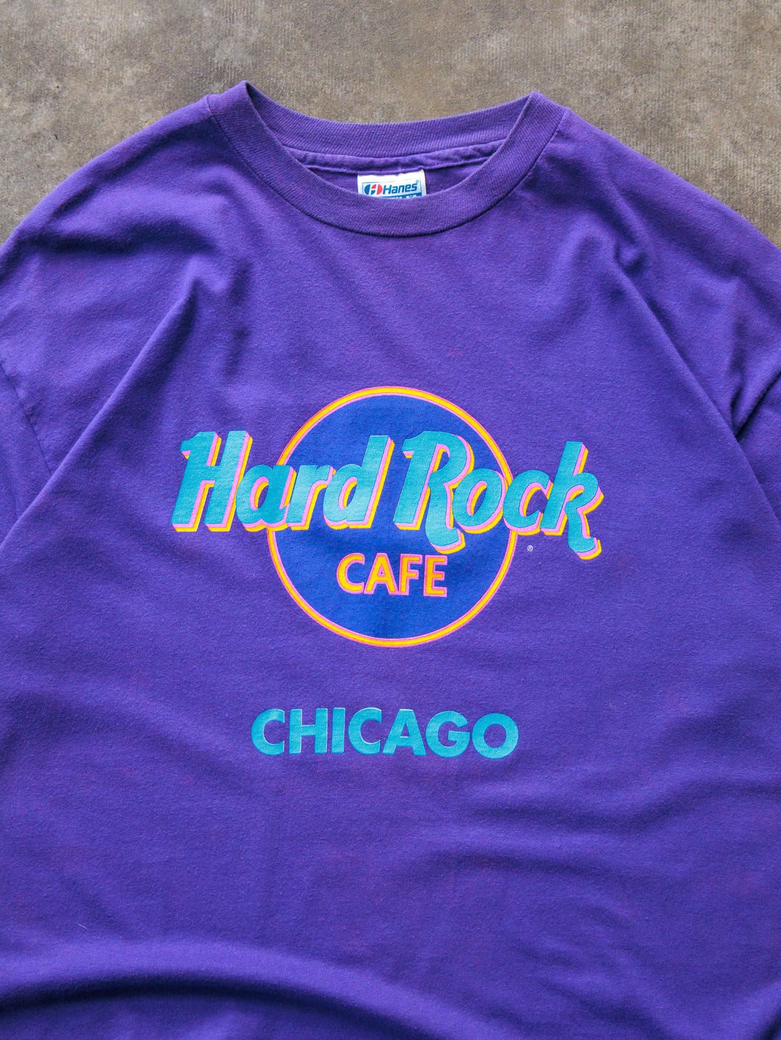 Vintage 90s Purple Hard Rock Cafe Chicago Tee (L)