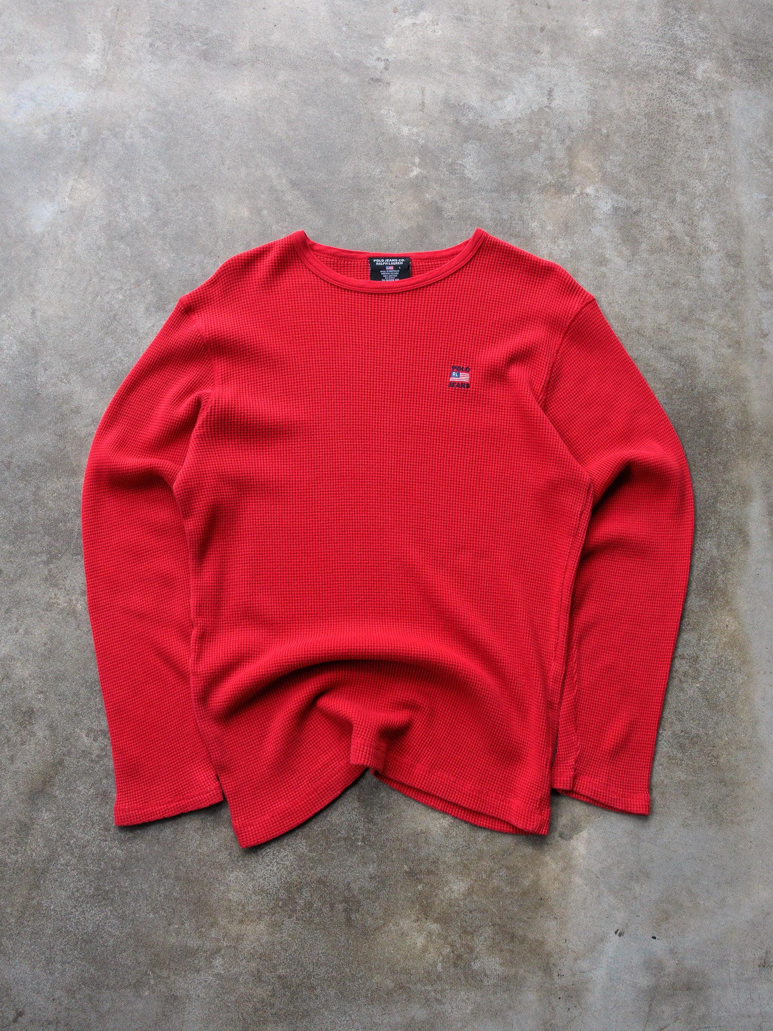 Vintage 90s Polo Co Ralph Lauren Waffle Knit Long Sleeve (L)
