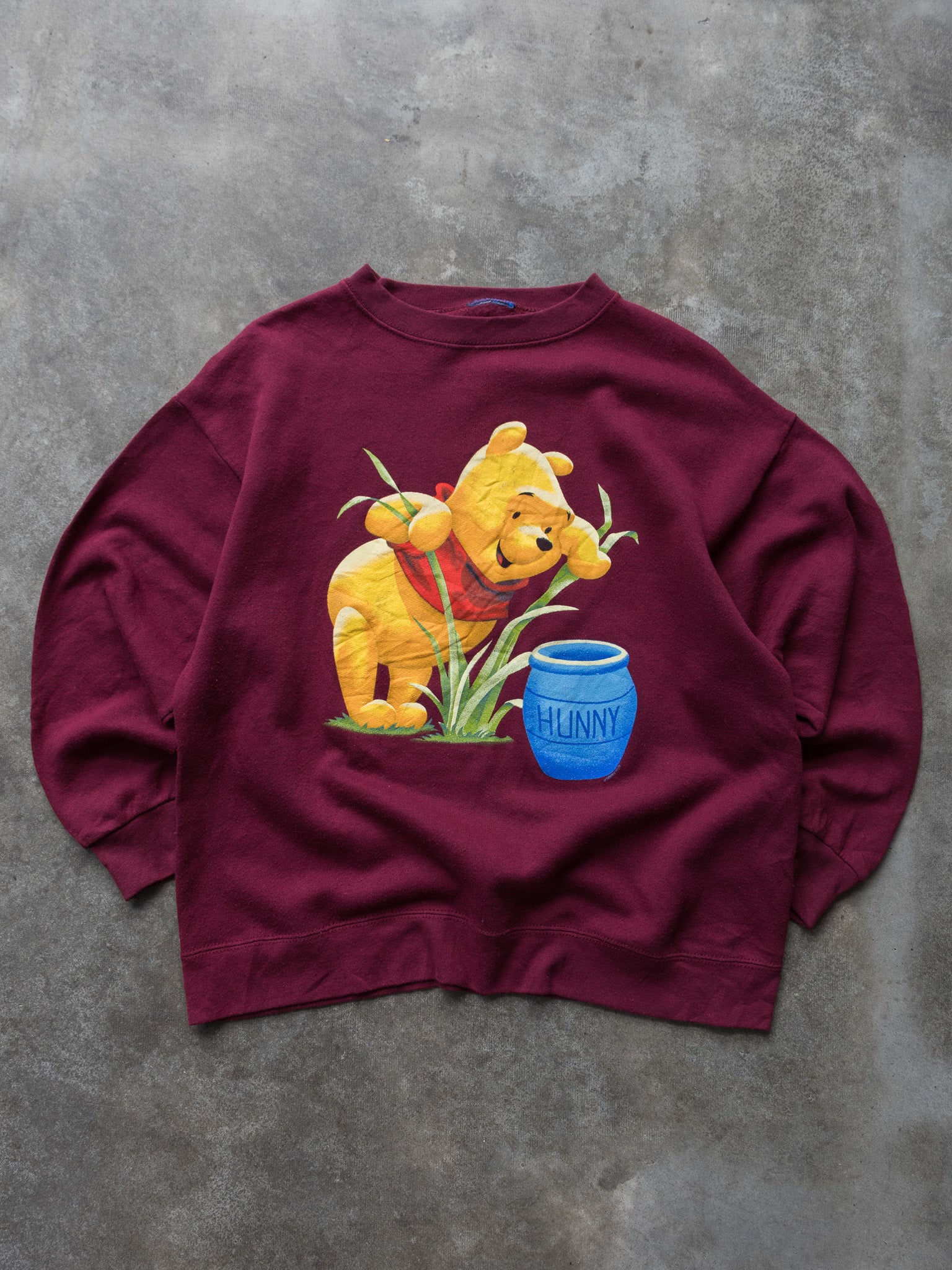 Vintage 90s Maroon Disney Winnie the Pooh Sweatshirt (M)