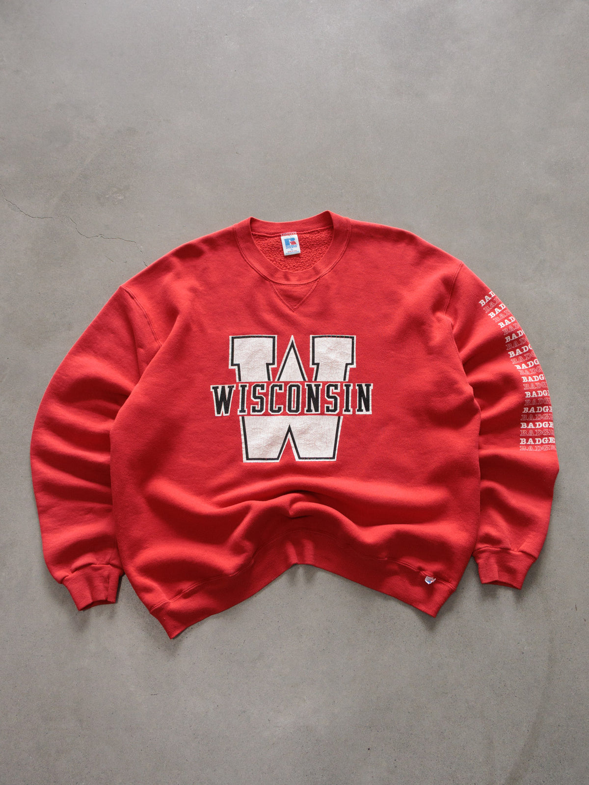 Vintage 90s Red Russell Athletic Wisconsin Badgers Sweatshirt (XL)