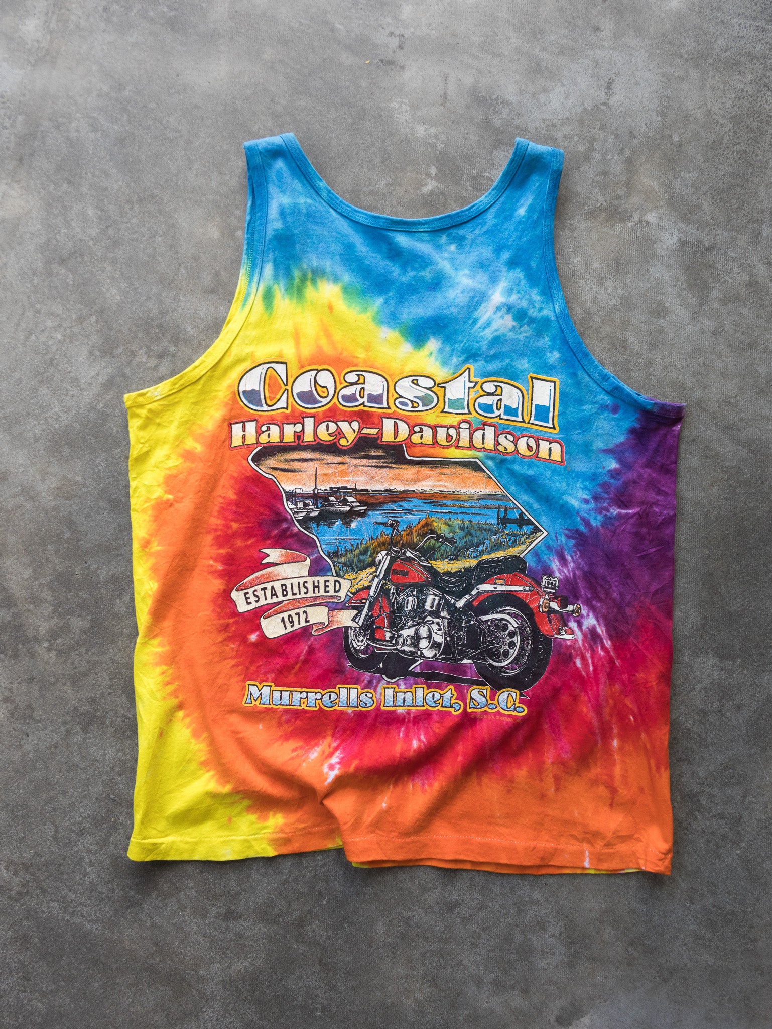 Vintage 1992 Tie-Dye Harley-Davidson Murrells Inlet Tank (L)