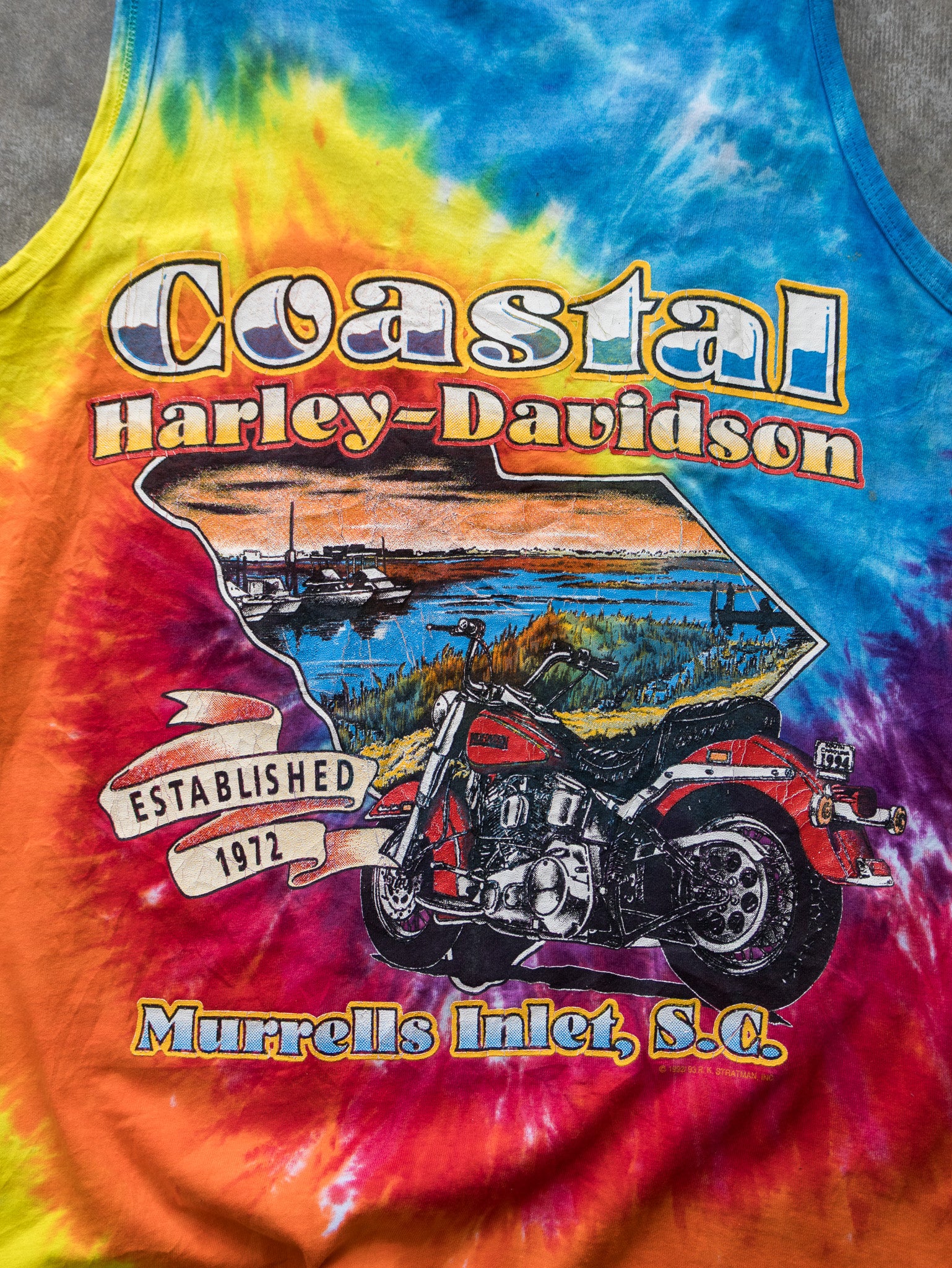 Vintage 1992 Tie-Dye Harley-Davidson Murrells Inlet Tank (L)