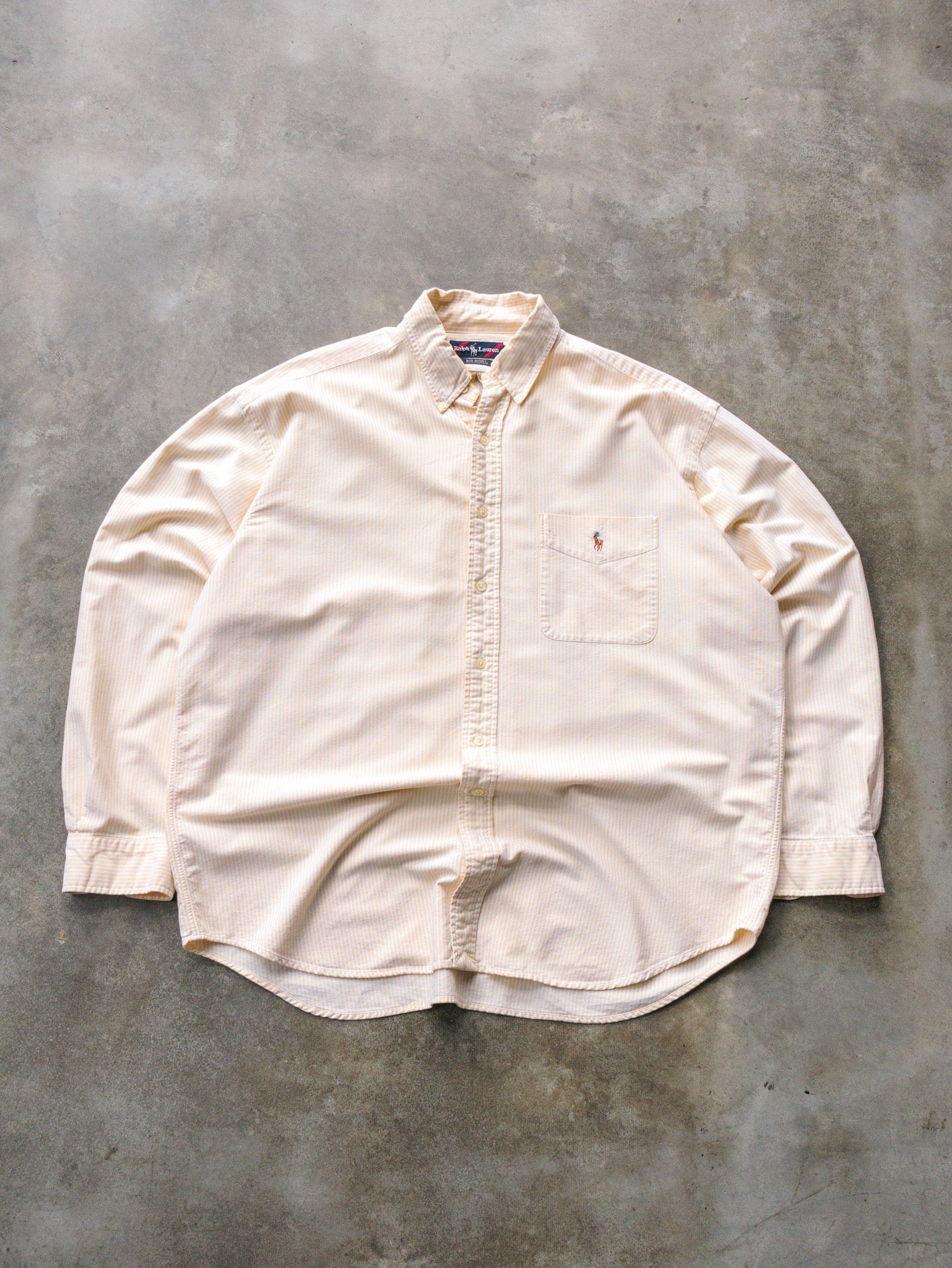 Vintage 90s Yellow Striped Ralph Lauren Shirt (L)