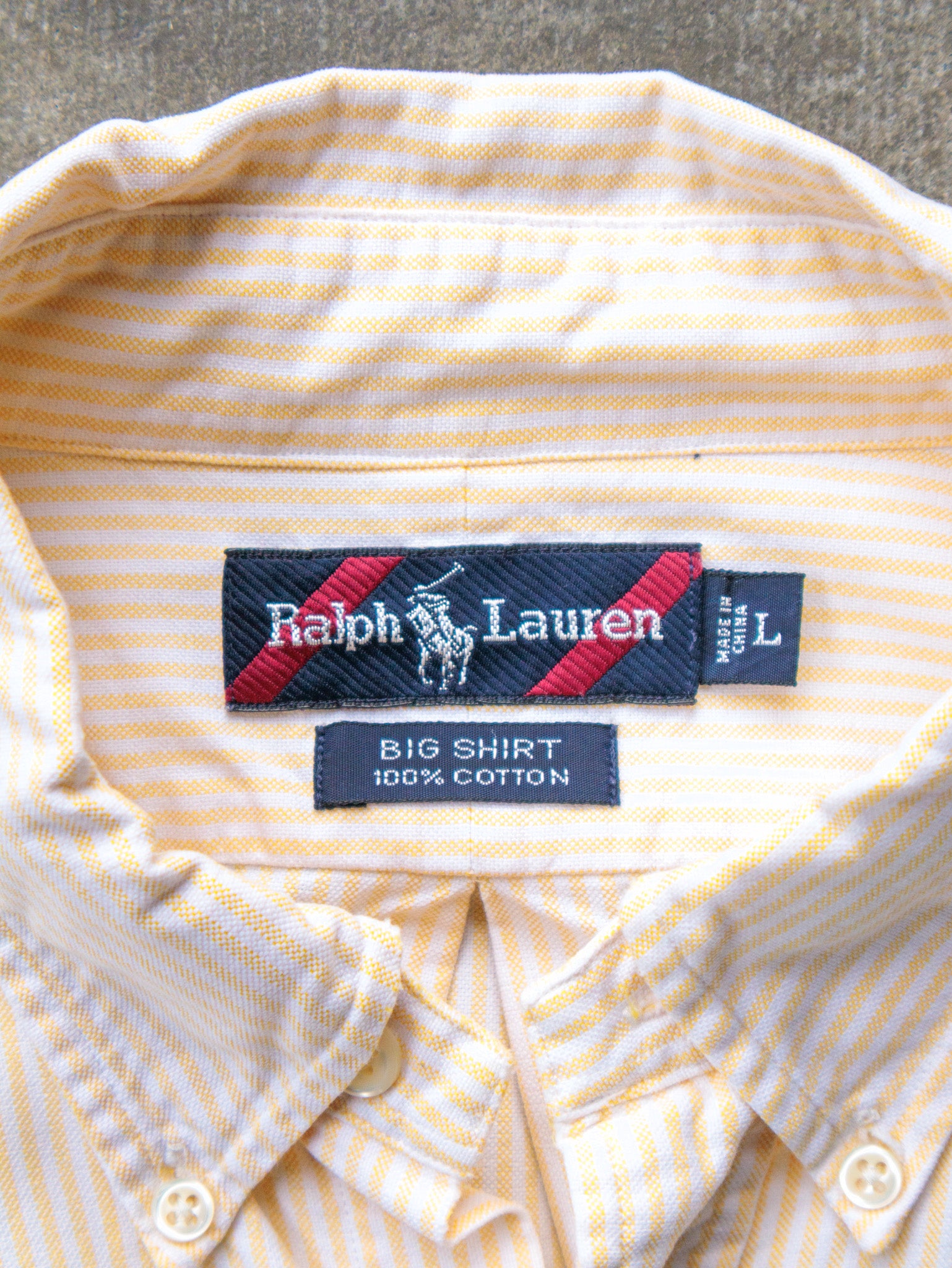 Vintage 90s Yellow Striped Ralph Lauren Shirt (L)