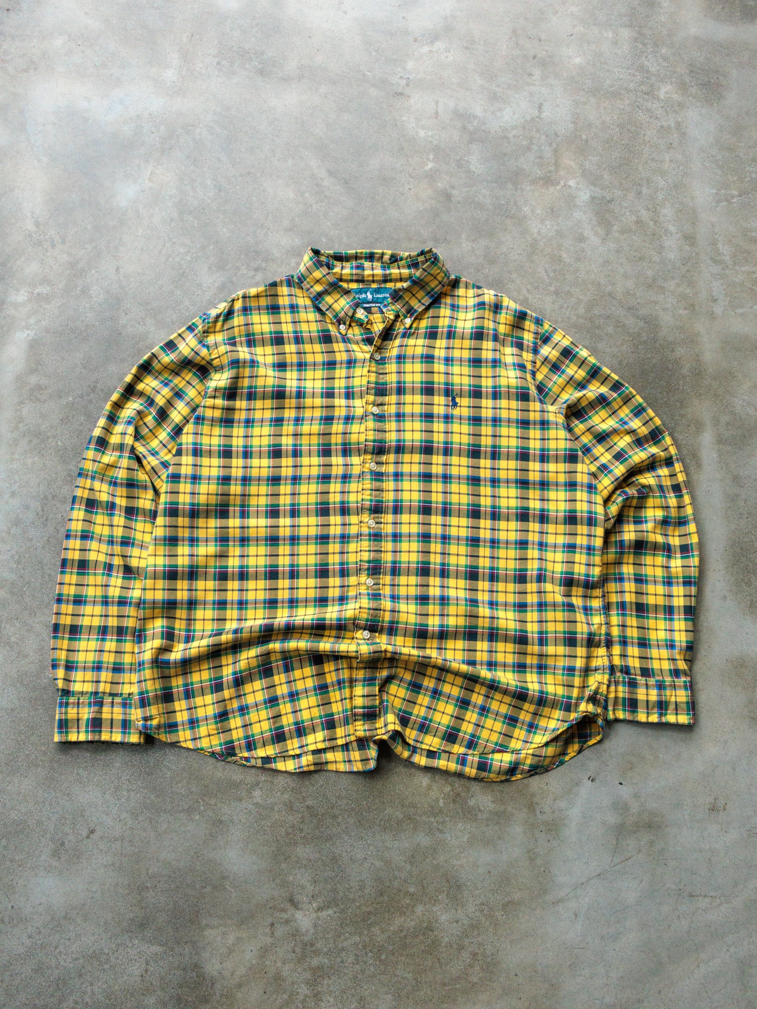Vintage Yellow Plaid Ralph Lauren Shirt (2XL)