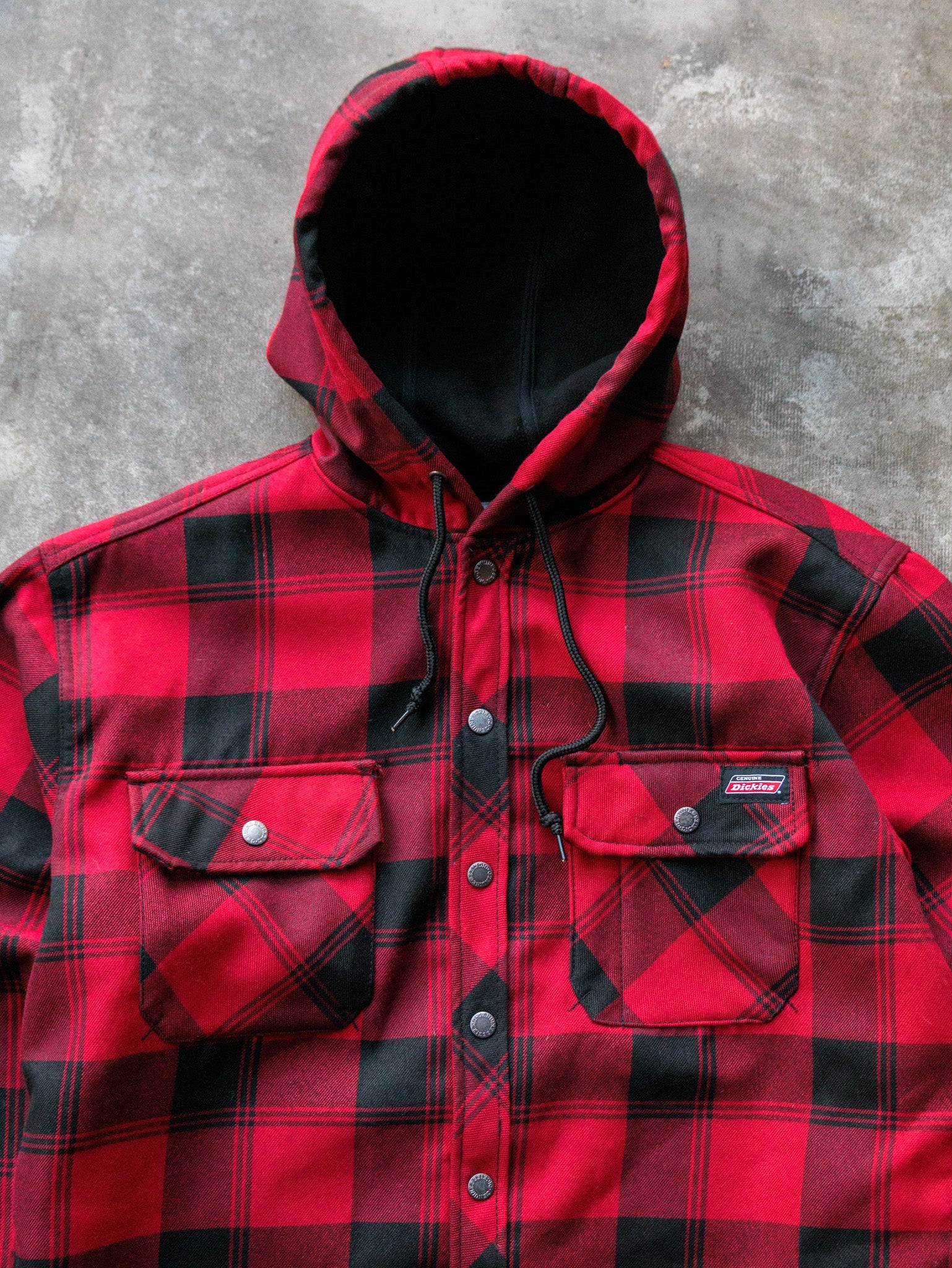 Vintage Plaid Dickies Hooded Fleece Jacket (M)