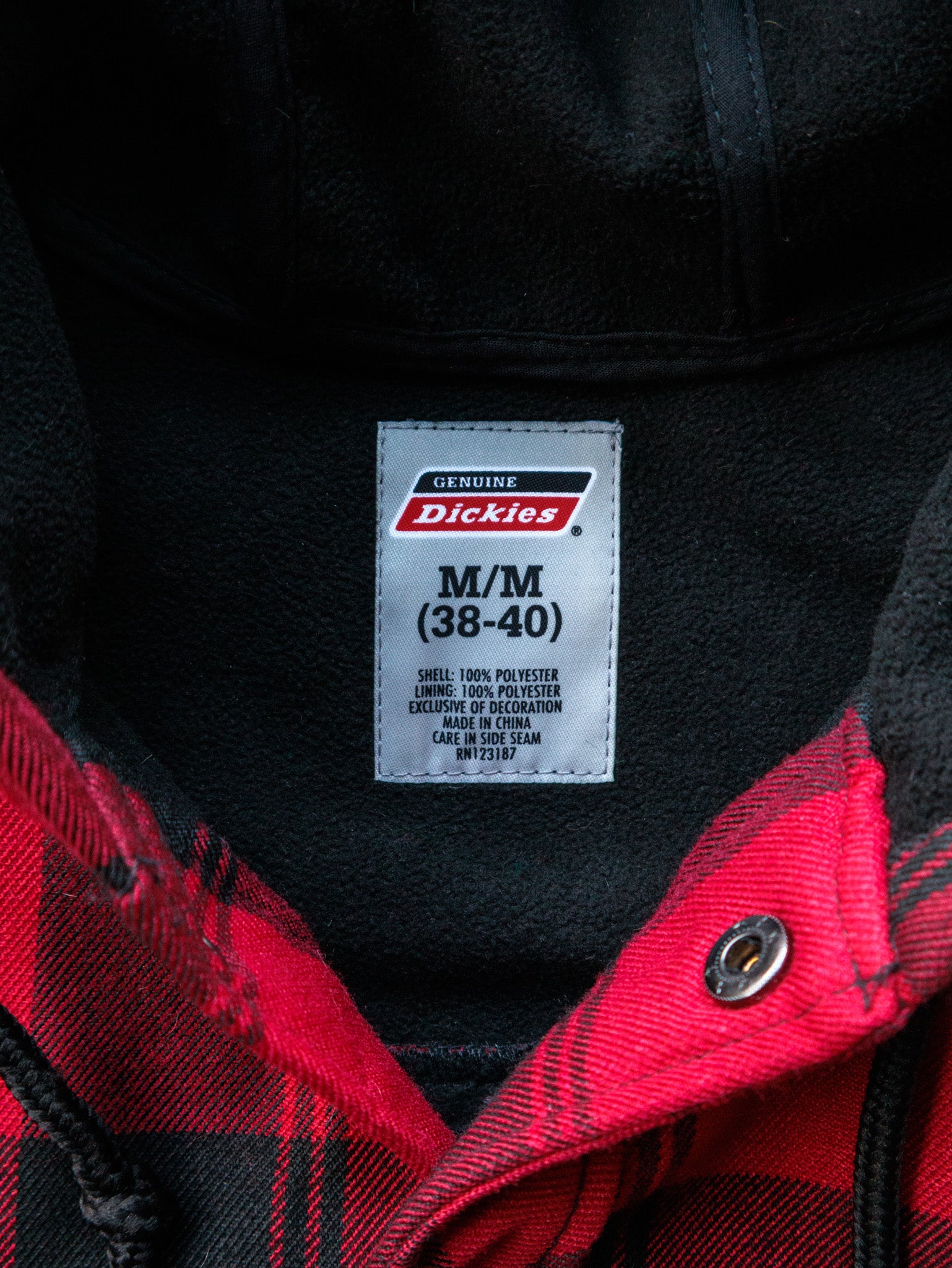 Vintage Plaid Dickies Hooded Fleece Jacket (M)
