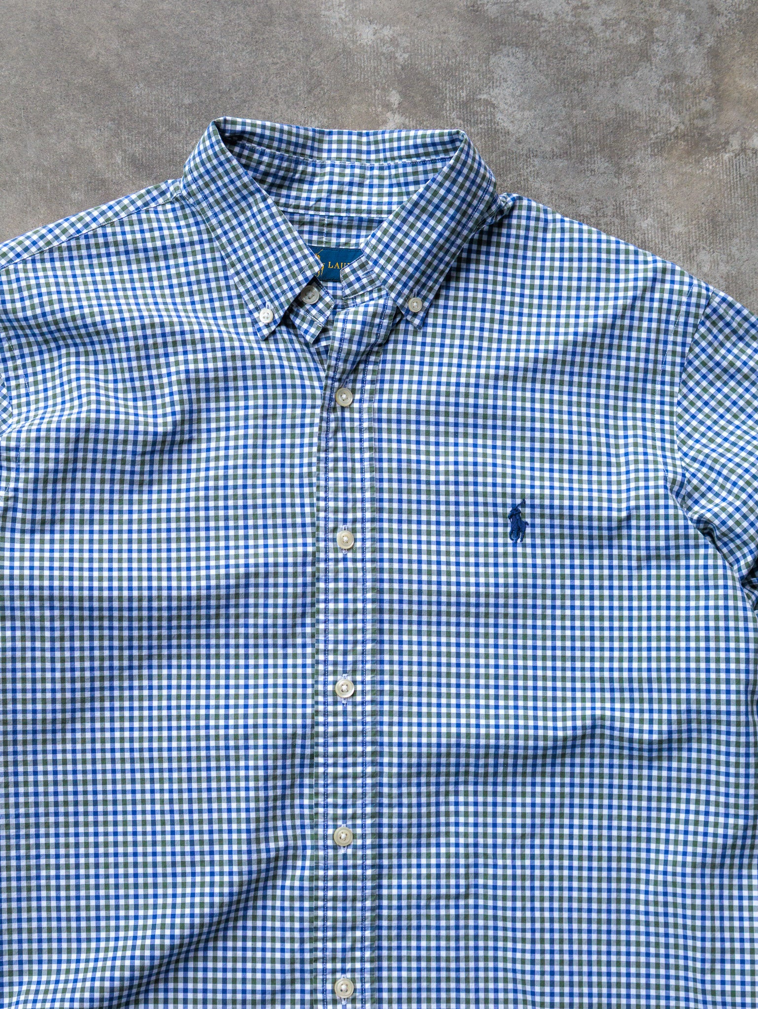 Vintage Blue & Green Gingham Ralph Lauren Shirt (M)