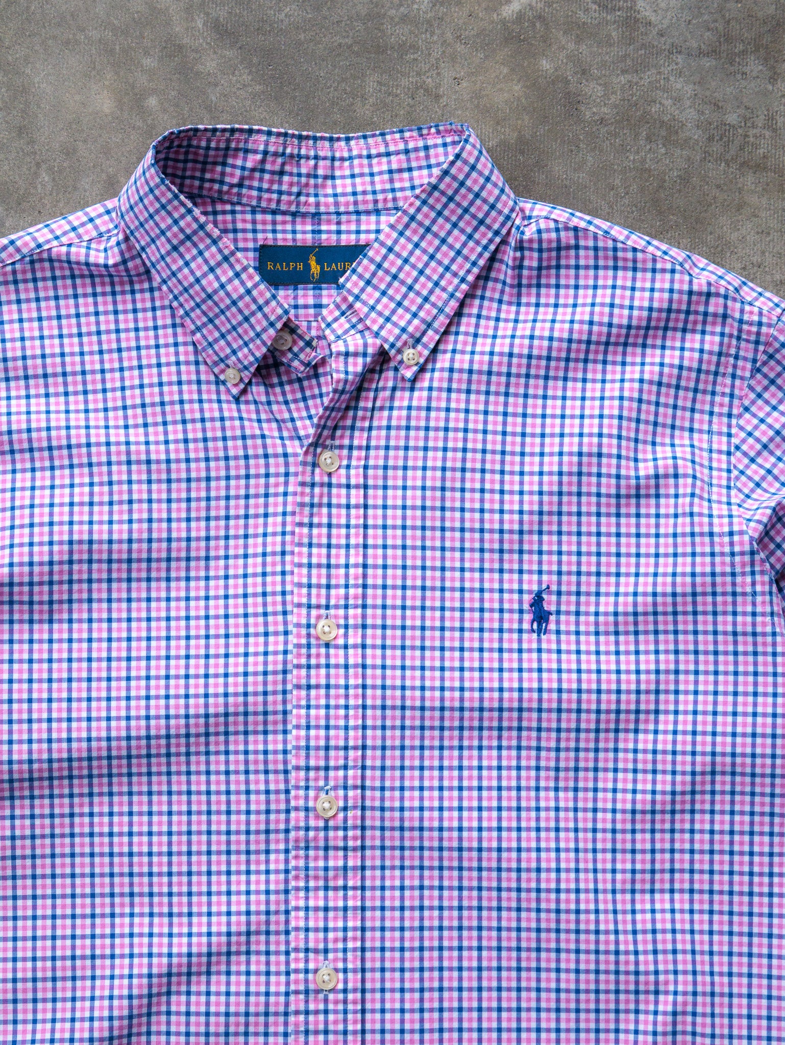 Vintage Pink & Blue Gingham Ralph Lauren Shirt (L)