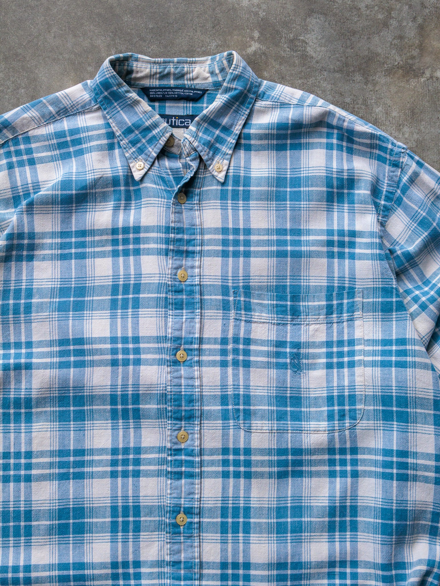 Vintage 90s Blue Plaid Nautica Shirt (L)