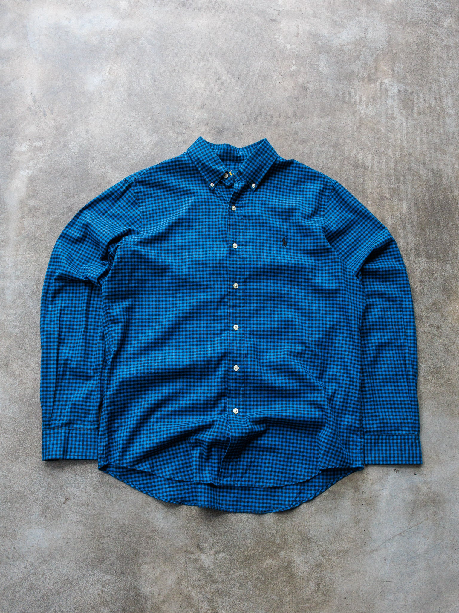 Vintage Blue & Black Gingham Ralph Lauren Shirt (M)