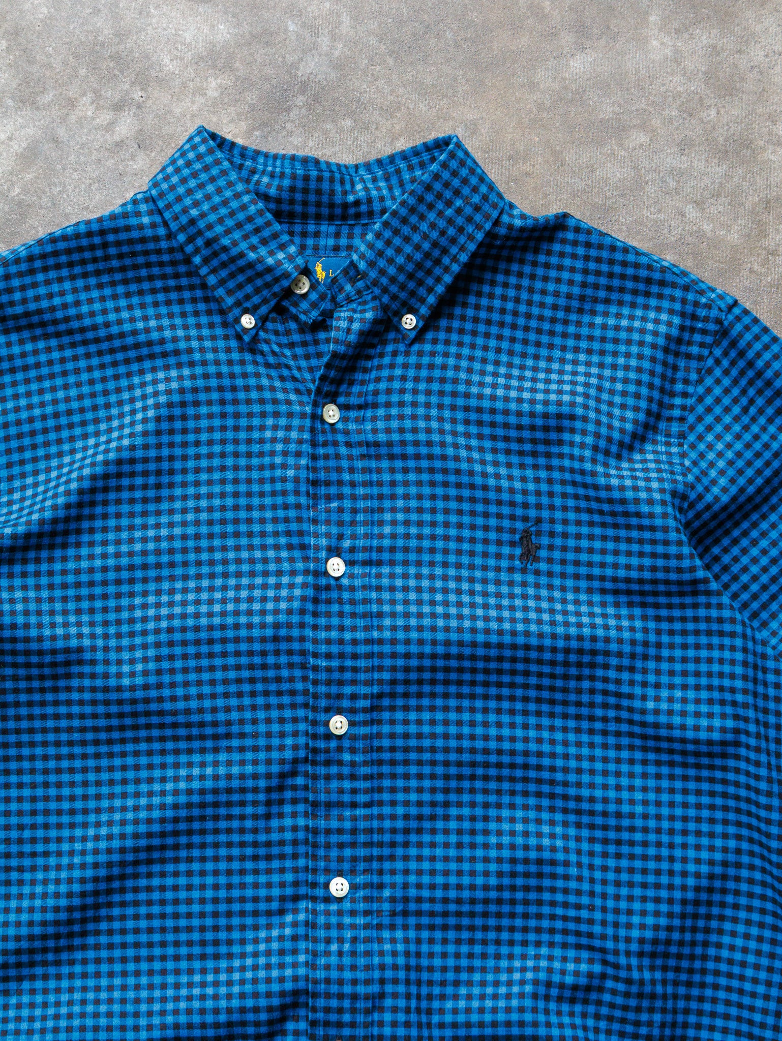 Vintage Blue & Black Gingham Ralph Lauren Shirt (M)