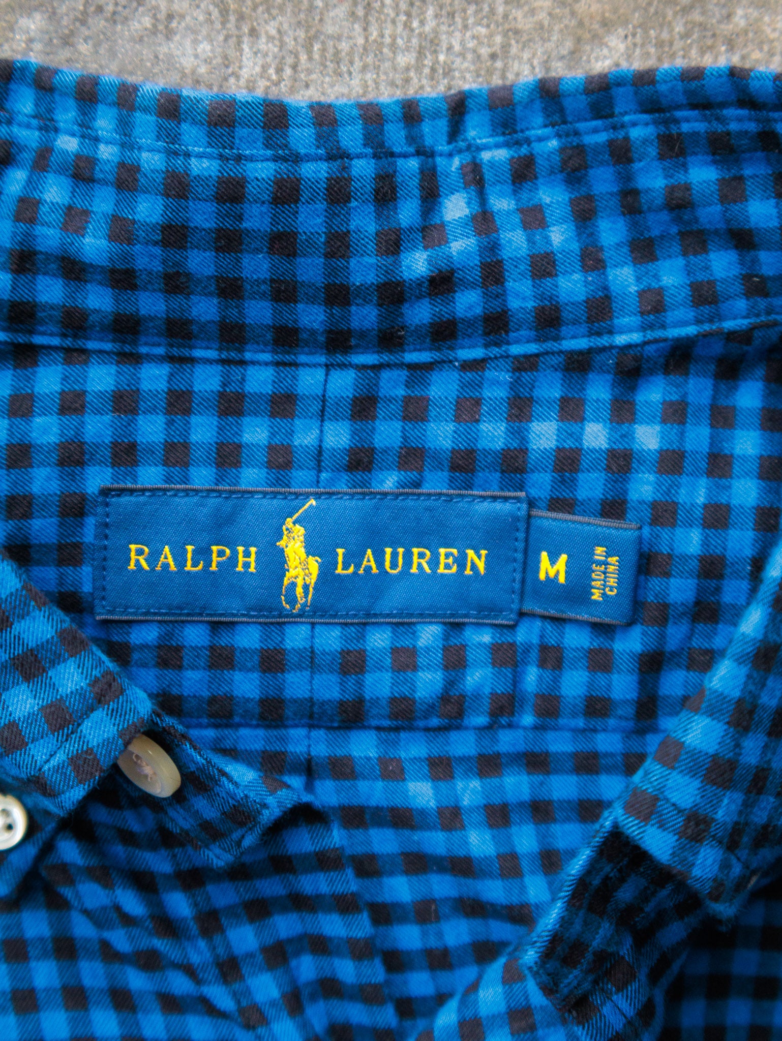 Vintage Blue & Black Gingham Ralph Lauren Shirt (M)