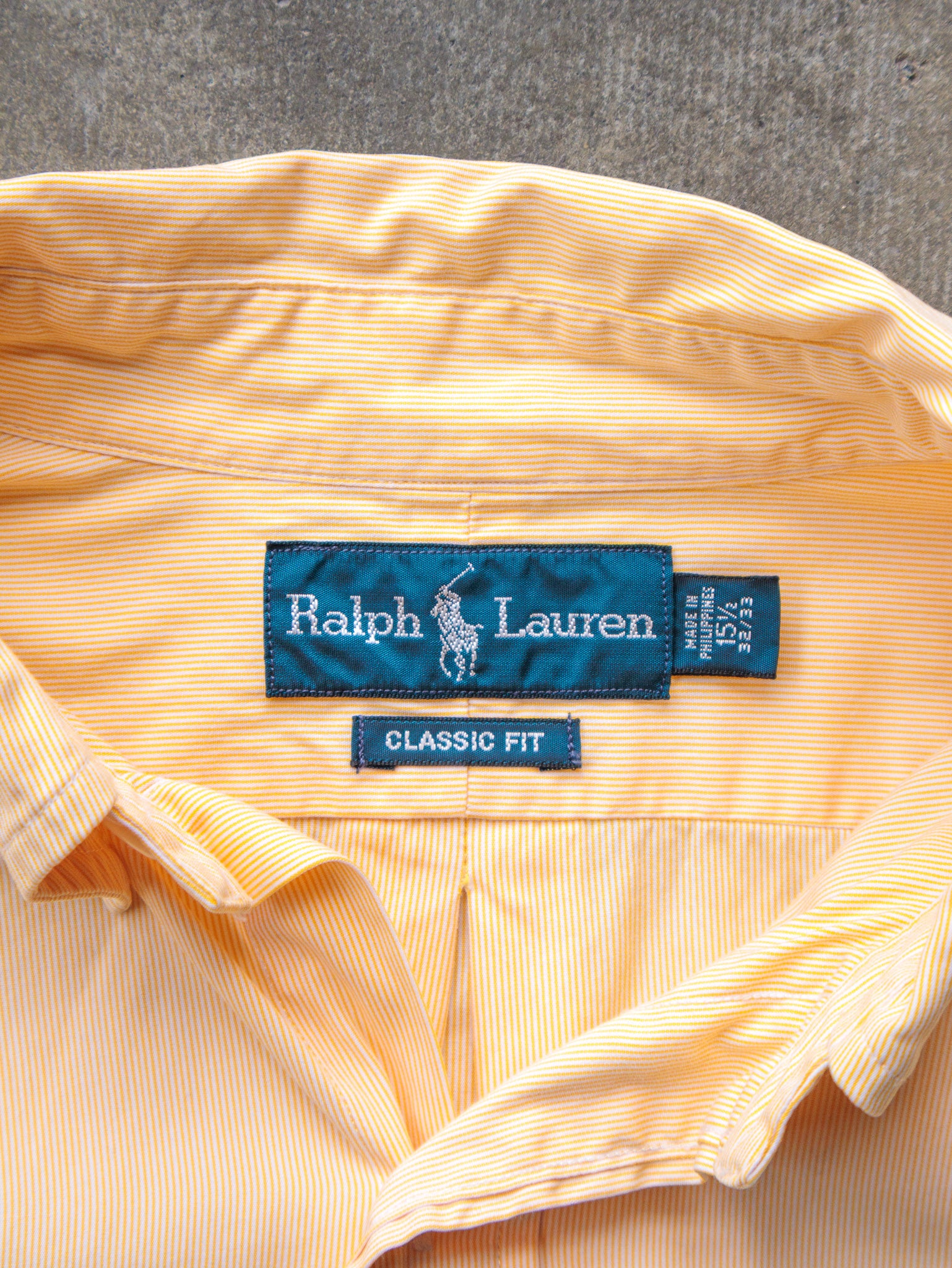Vintage Yellow Pinstripe Ralph Lauren Shirt (M)