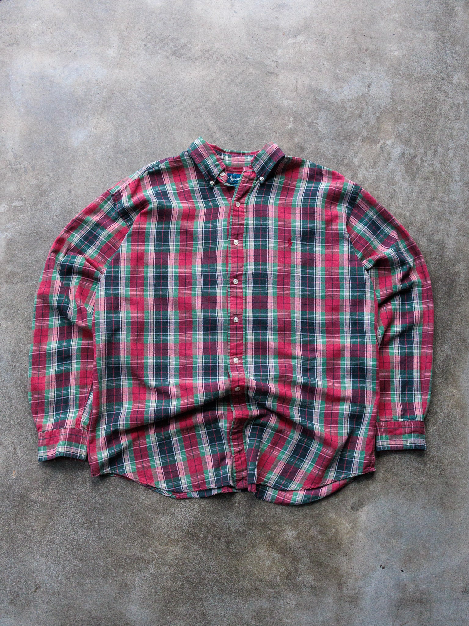 Vintage 90s Red & Green Plaid Ralph Lauren Shirt (L)