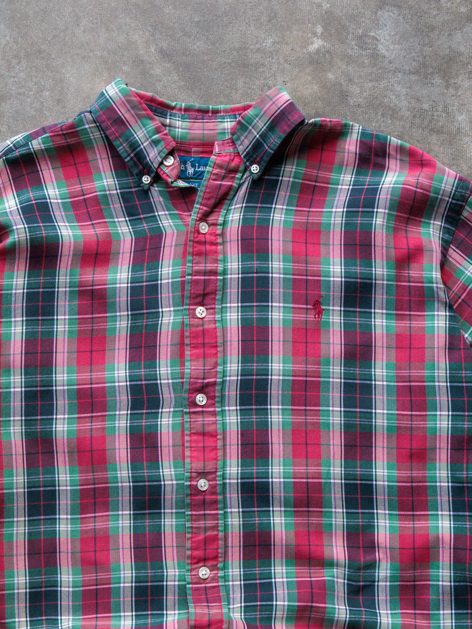 Vintage 90s Red & Green Plaid Ralph Lauren Shirt (L)