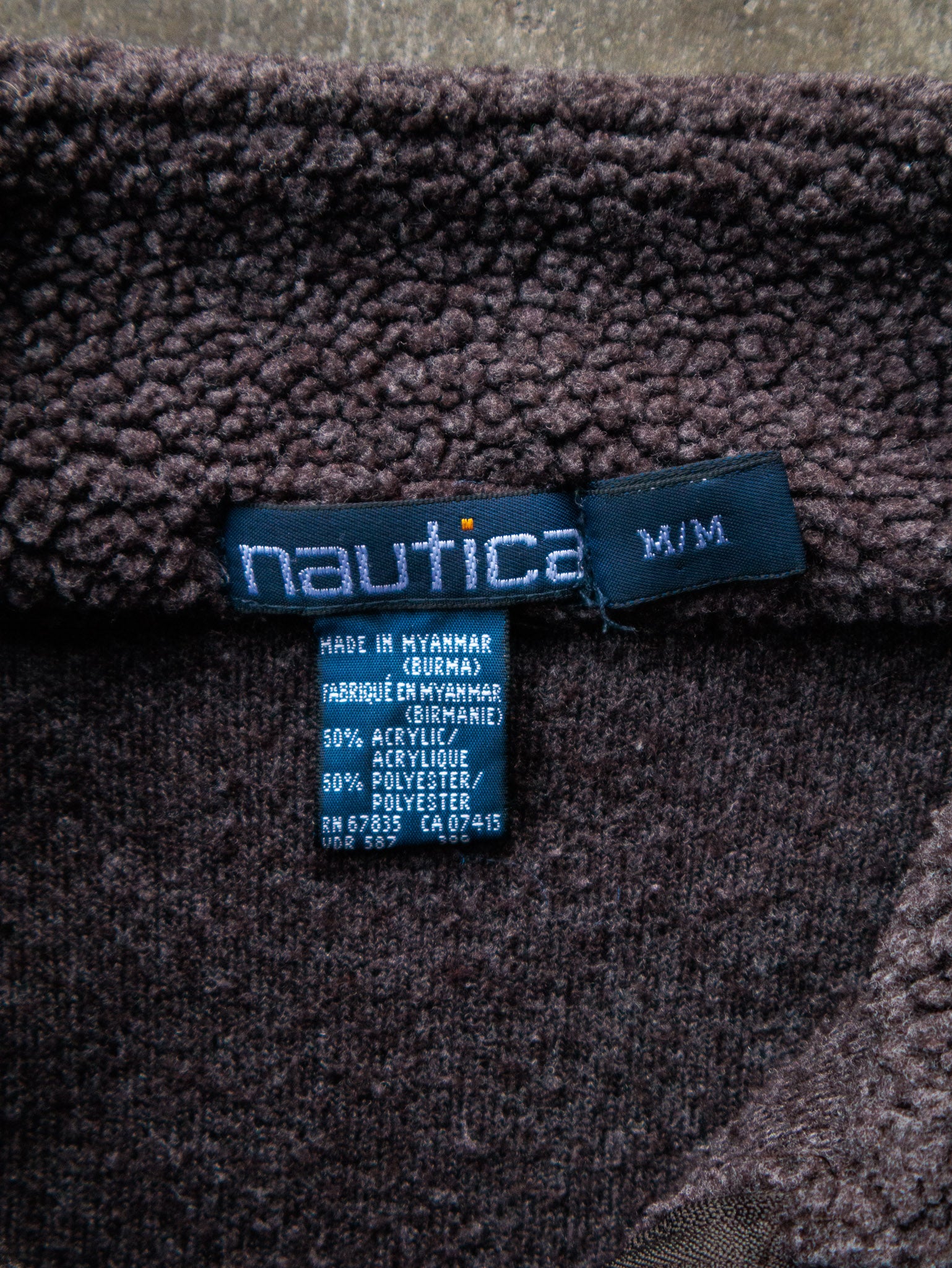 Vintage 00s Brown Nautica Quarter Zip Fleece Sweatshirt (M)