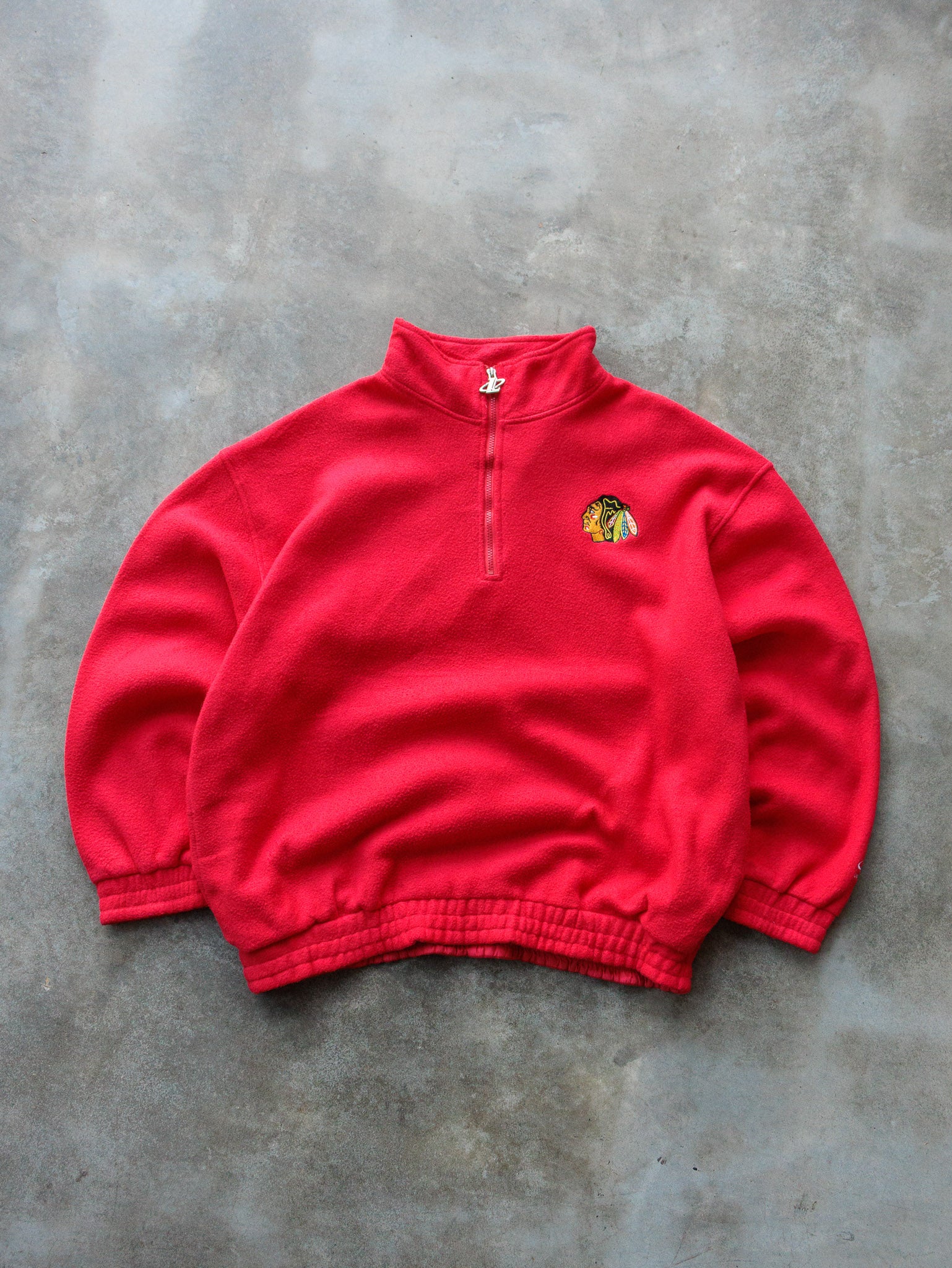 Vintage 90s Chicago Blackhawks Quarter Zip Fleece Sweatshirt (XL)