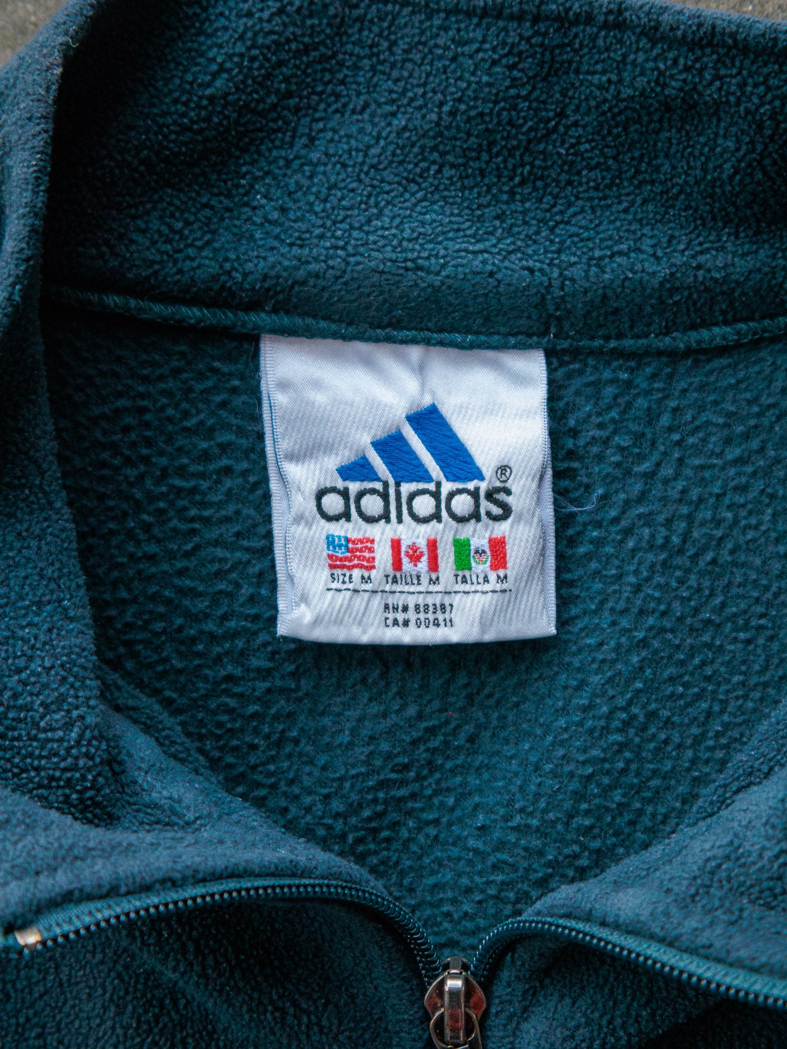 Vintage 90s Teal Adidas Quarter Zip Fleece Sweatshirt (M)