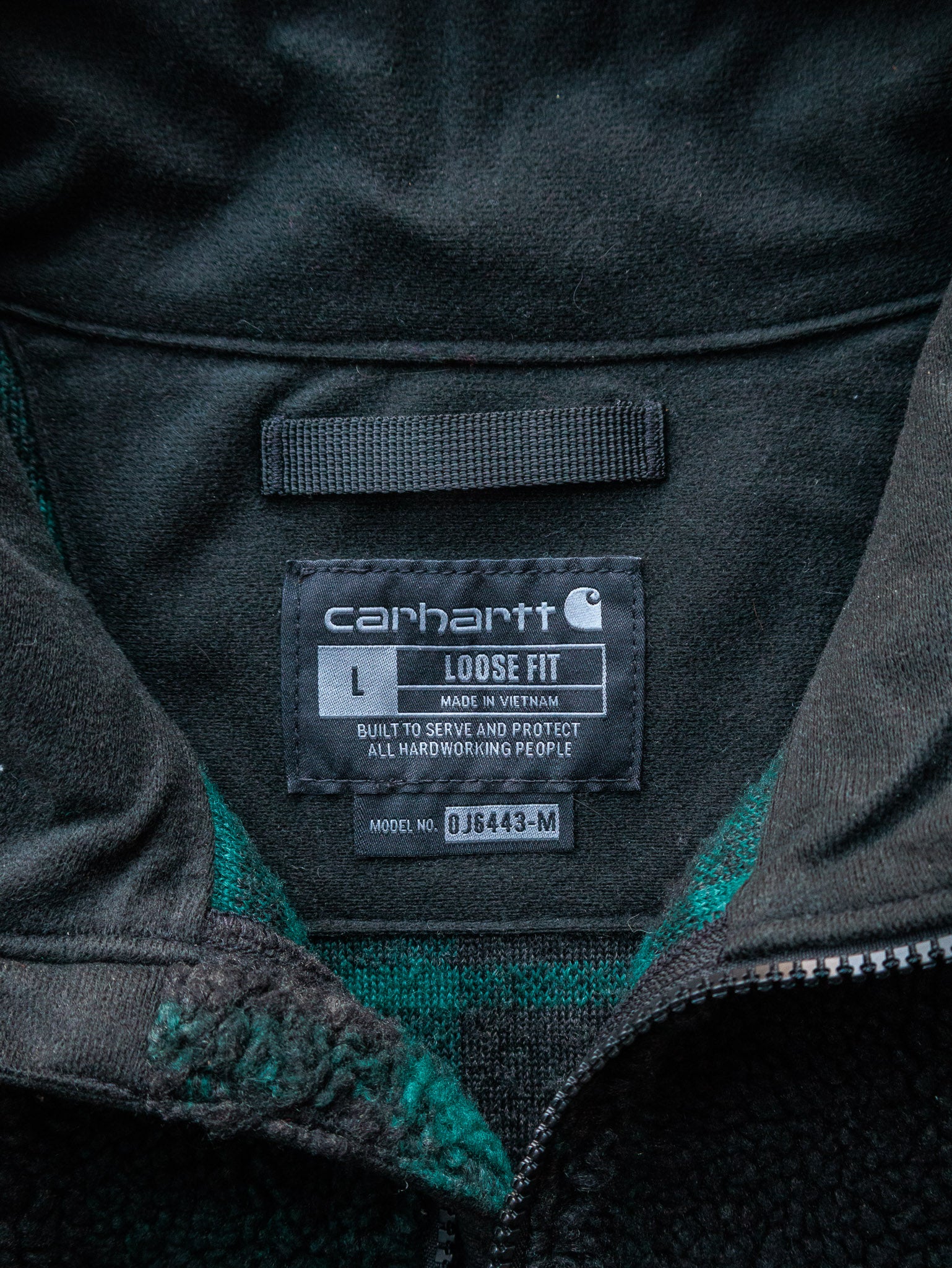 Vintage Plaid Carhartt Quarter Zip Fleece Sweatshirt (L)
