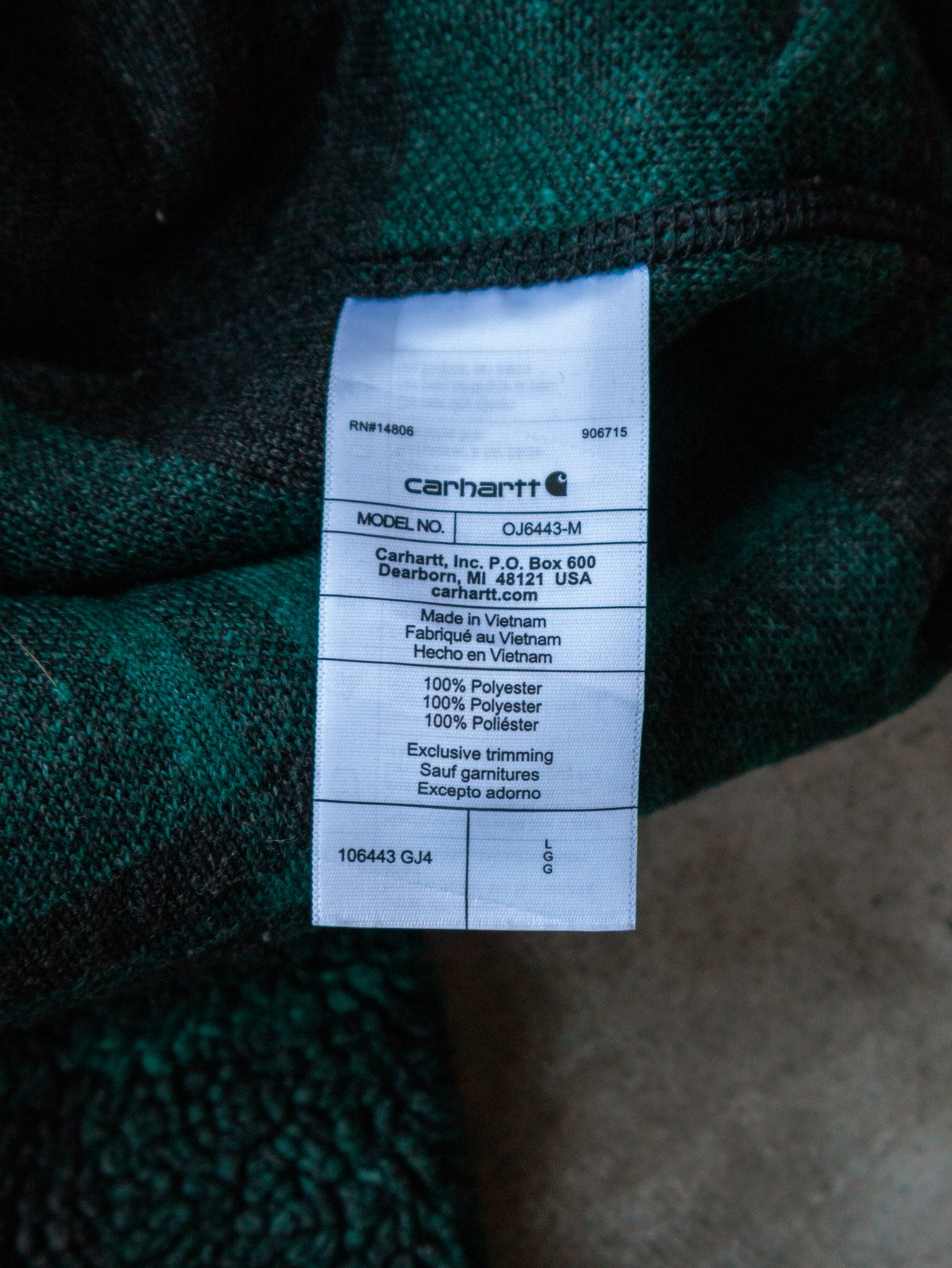 Vintage Plaid Carhartt Quarter Zip Fleece Sweatshirt (L)