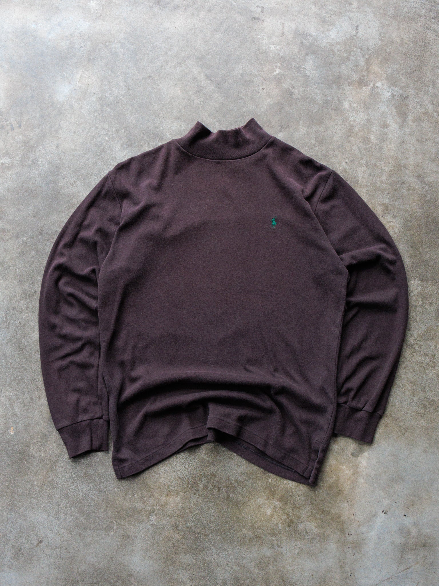 Vintage 90s Brown Ralph Lauren Mock Neck Long Sleeve (S)