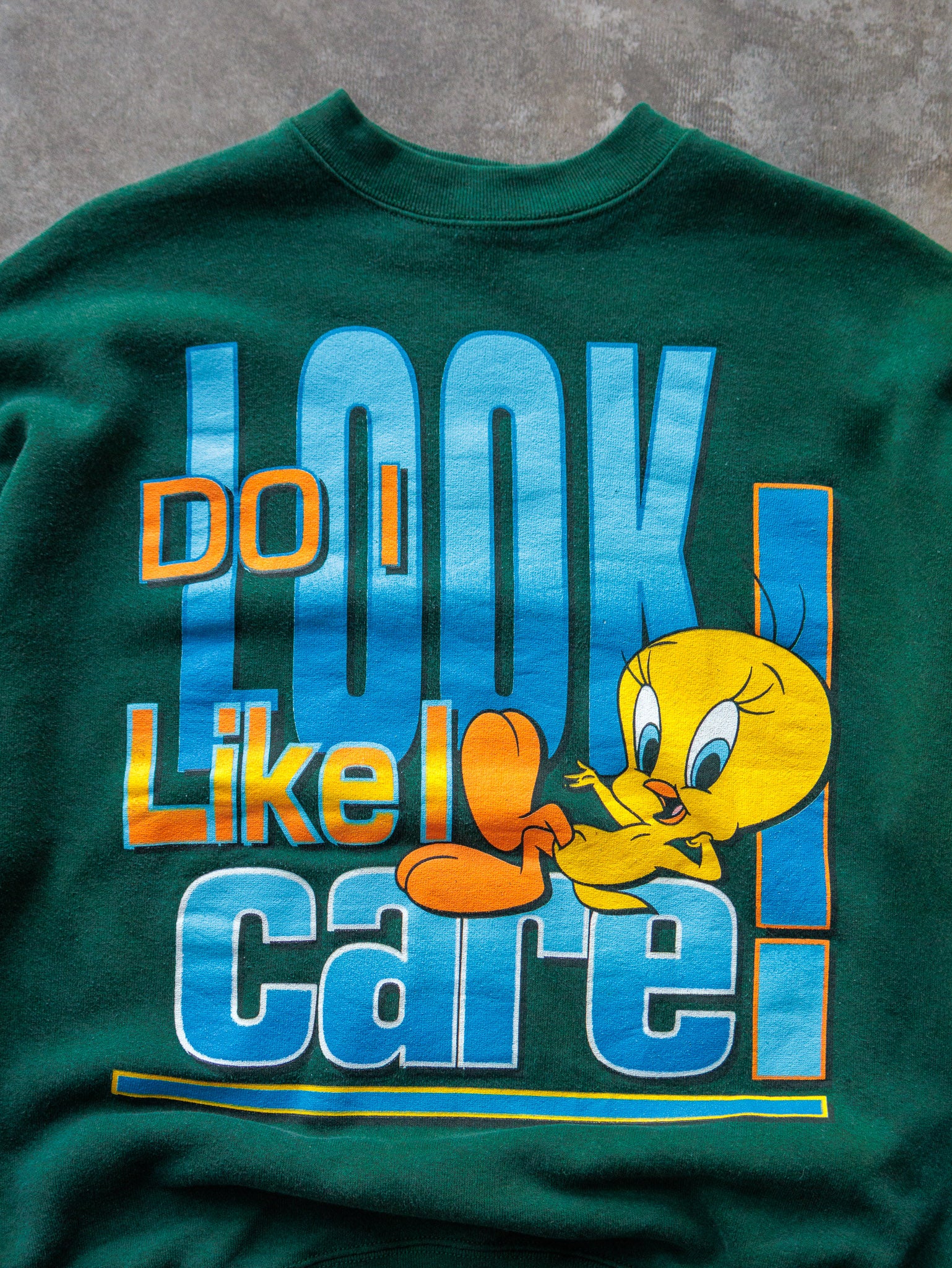 Vintage Tweety Bird "Do I Look Like I Care!" Sweatshirt (L)