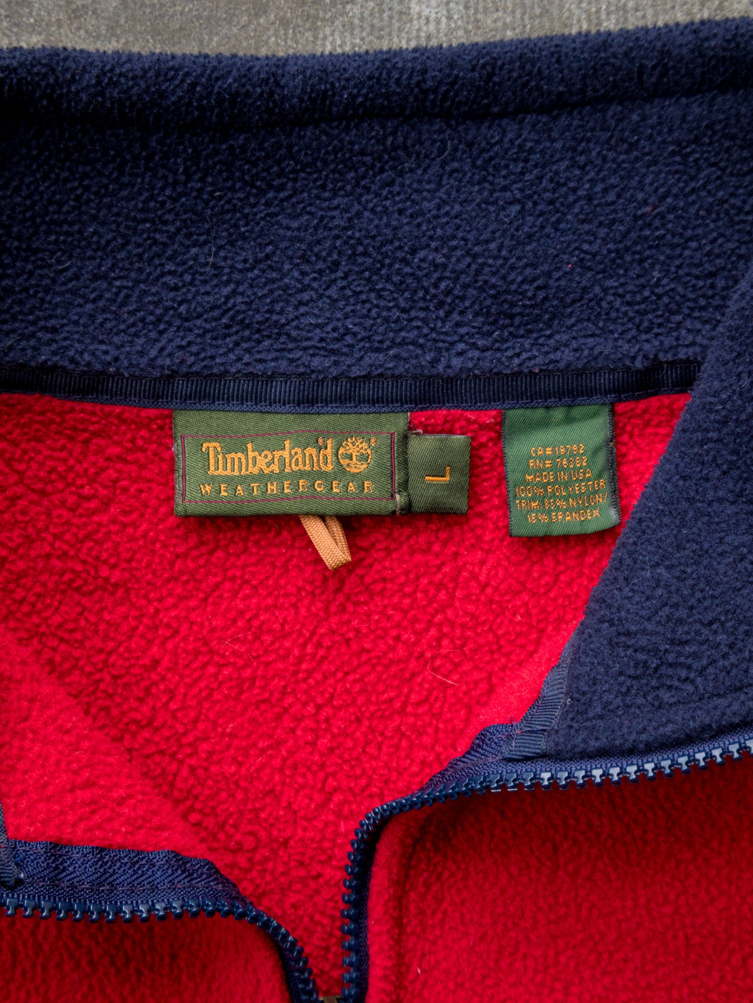 Vintage 90s Red Timberland Half Zip Fleece Sweatshirt (L)