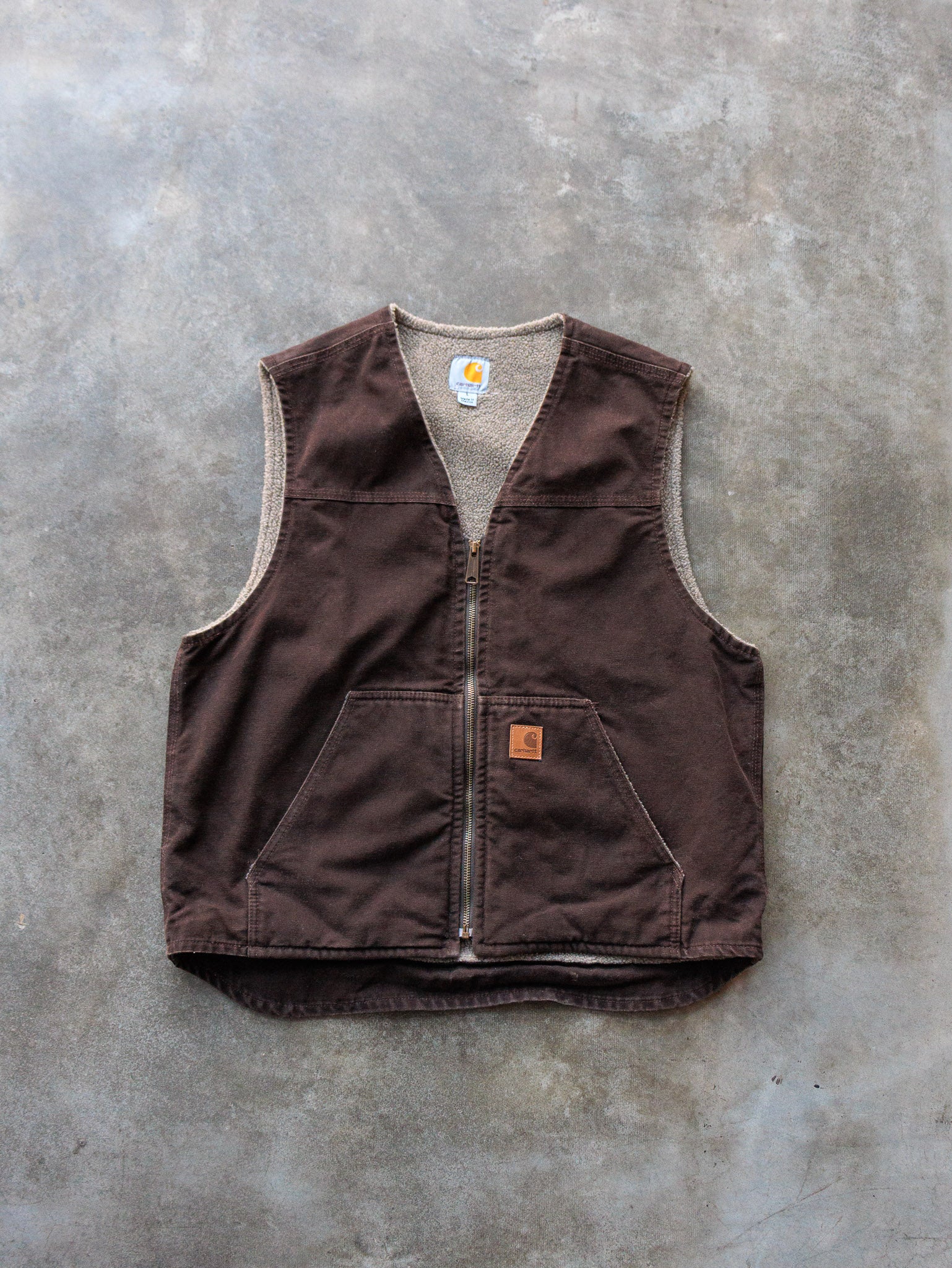 Vintage Brown Carhartt Sherpa Lined Vest (L)