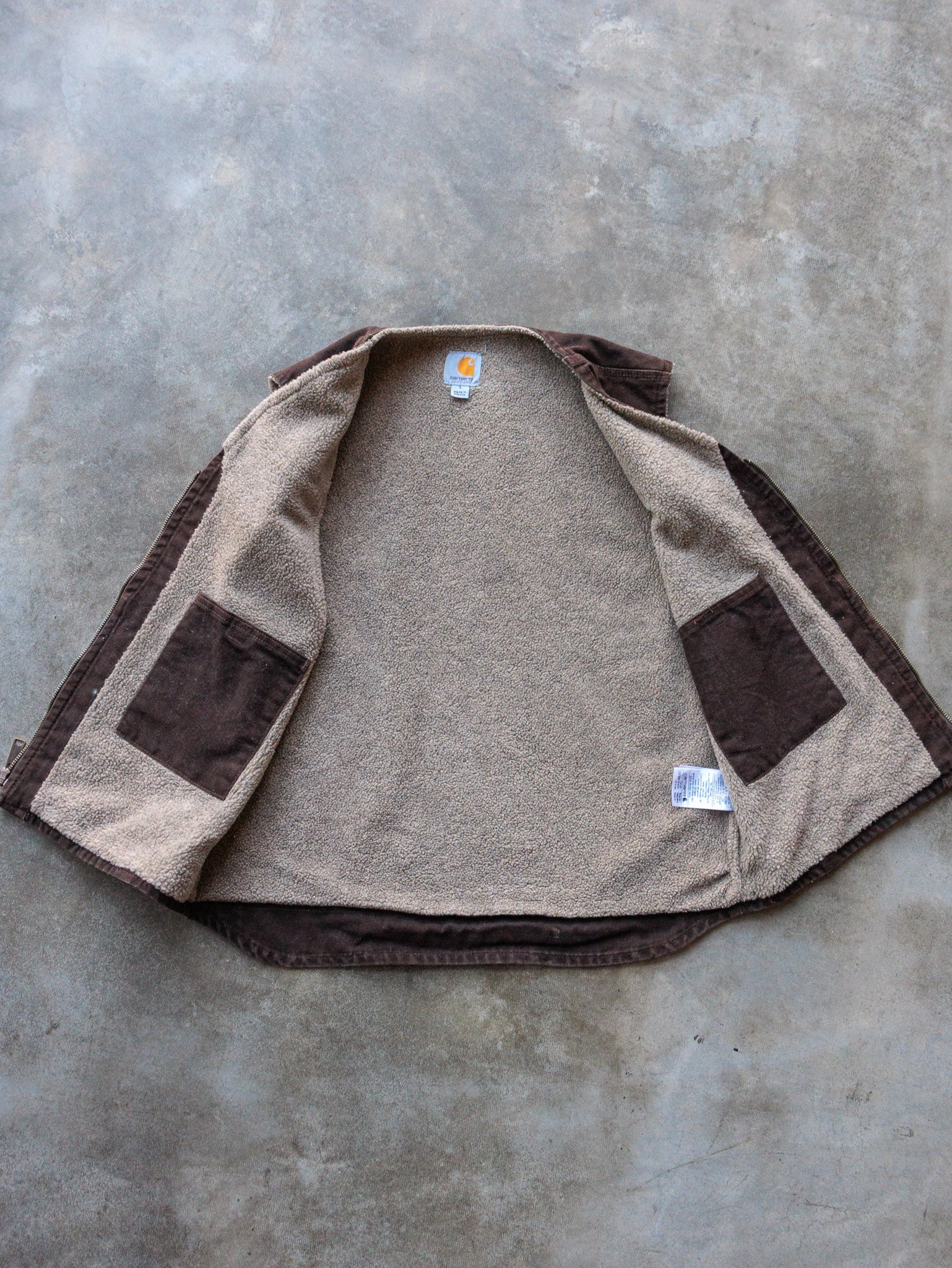 Vintage Brown Carhartt Sherpa Lined Vest (L)