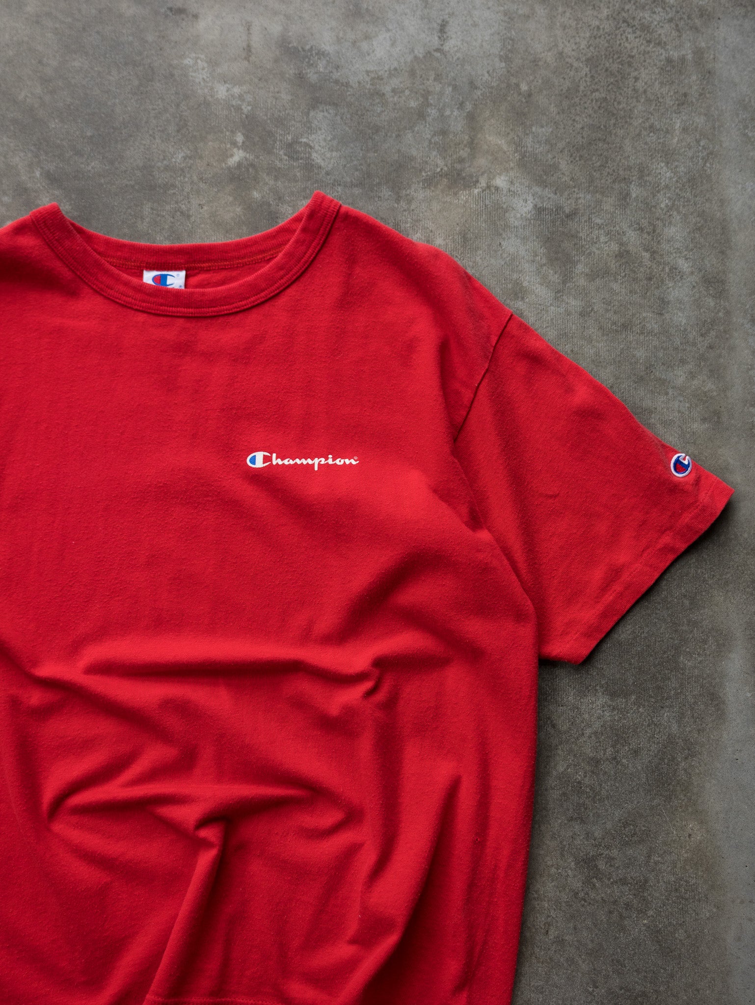 Vintage 90s Red Champion Spell Out Tee (XL)