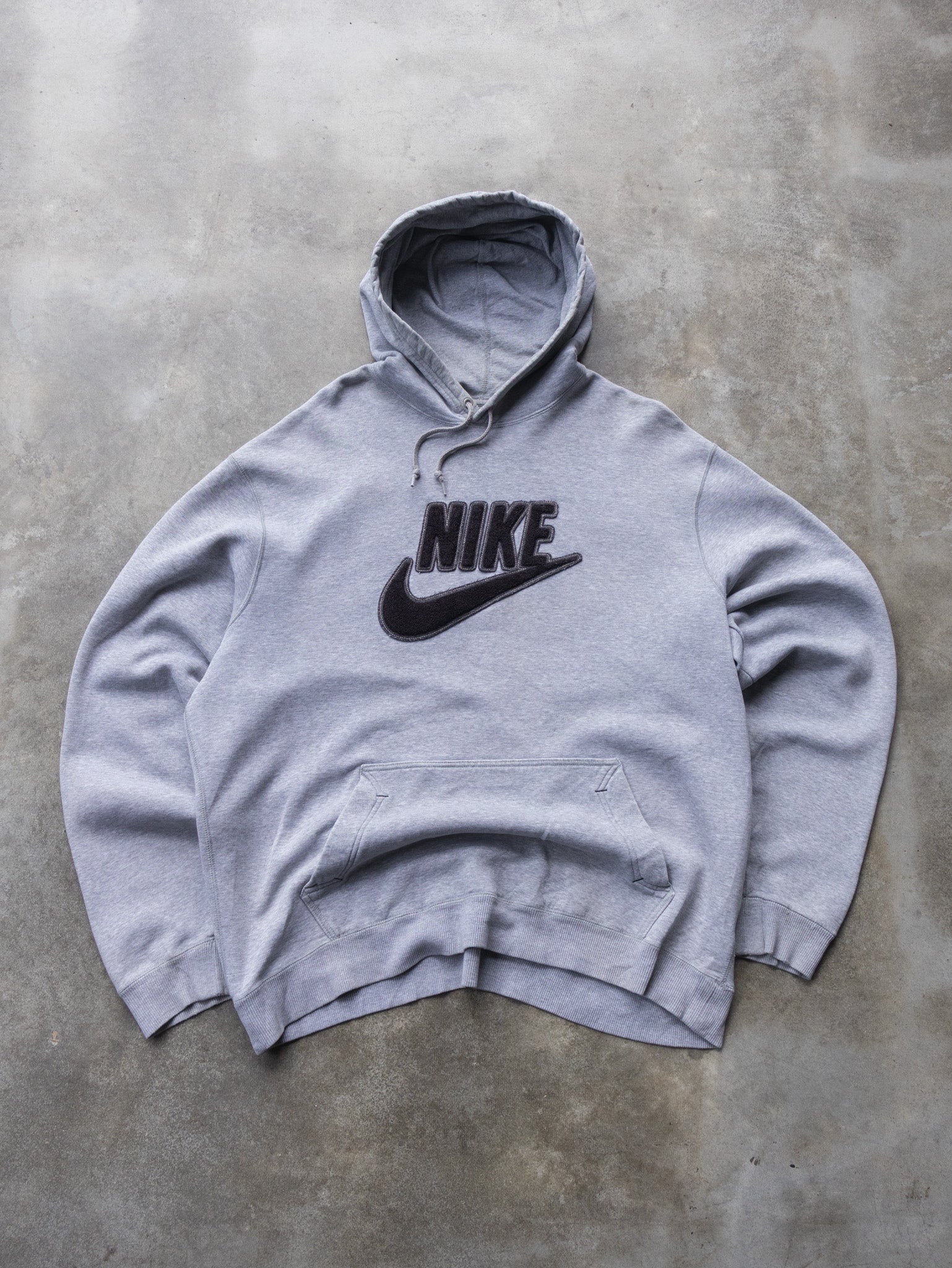 Vintage Grey Nike Spell Logo Hoodie (2XL)