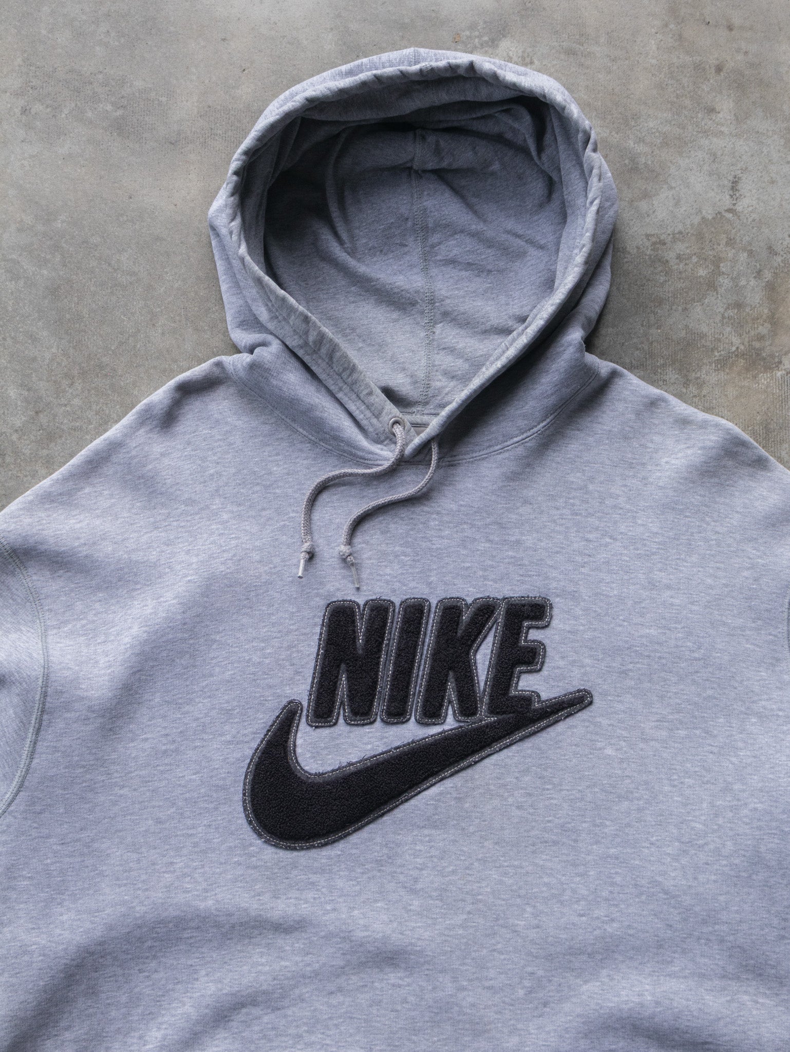 Vintage Grey Nike Spell Logo Hoodie (2XL)
