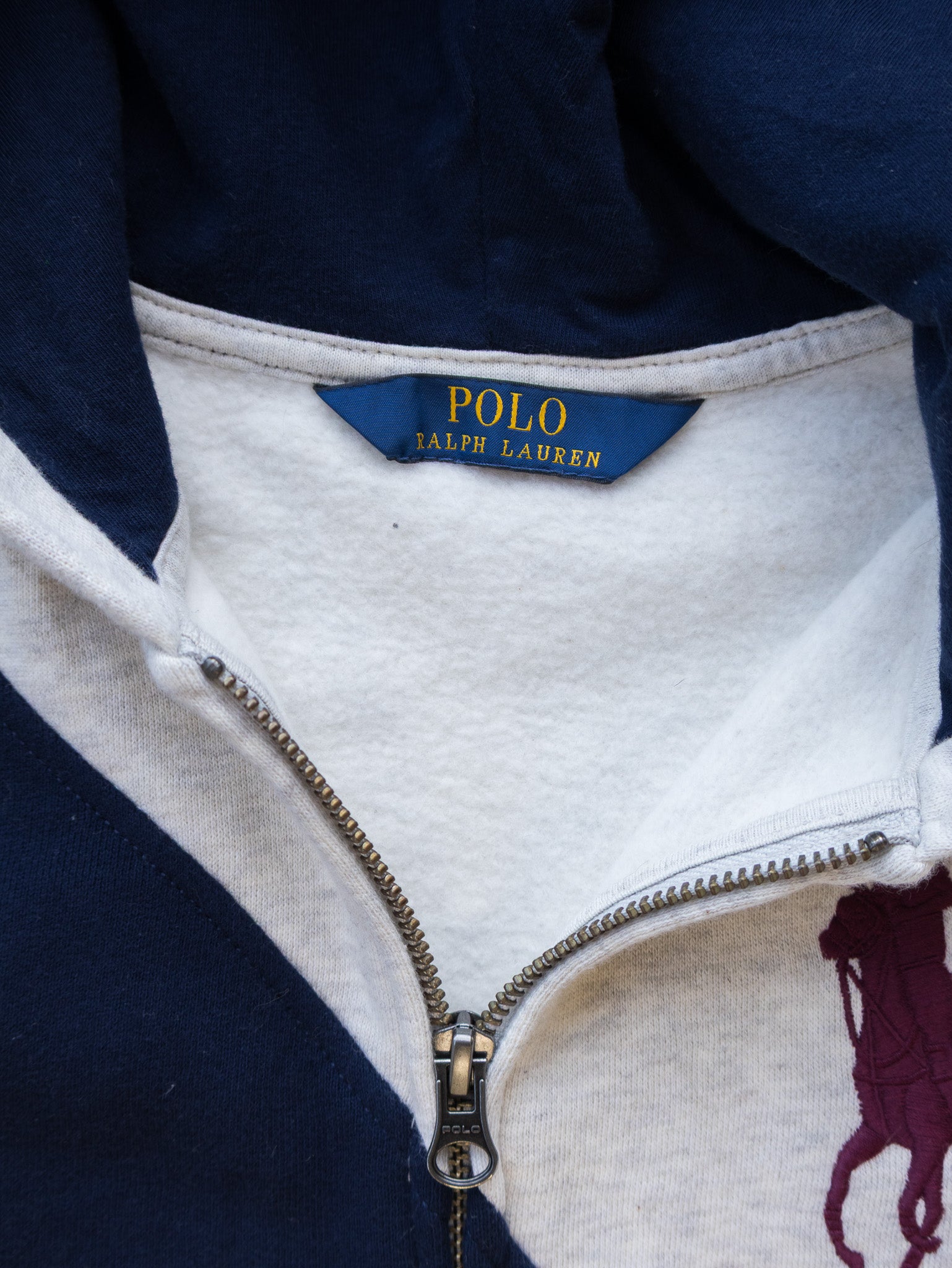 Vintage Grey Ralph Lauren Zip Hoodie (8–10Y)