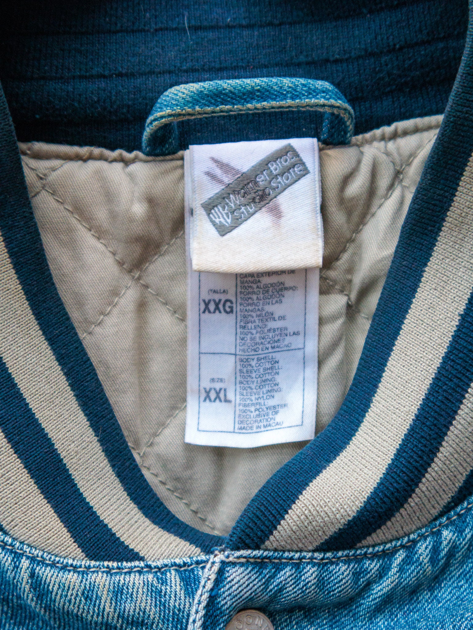 Vintage 90s Blue & Cream Warner Bros. Varsity Jacket (2XL)