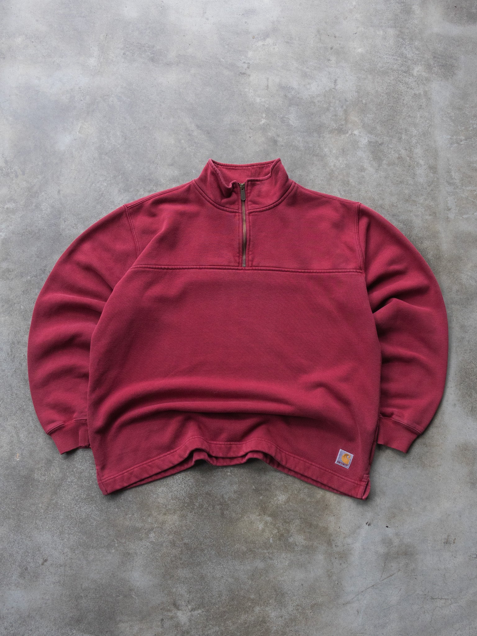Vintage 00s Burgundy Carhartt Zip Sweatshirt (L)
