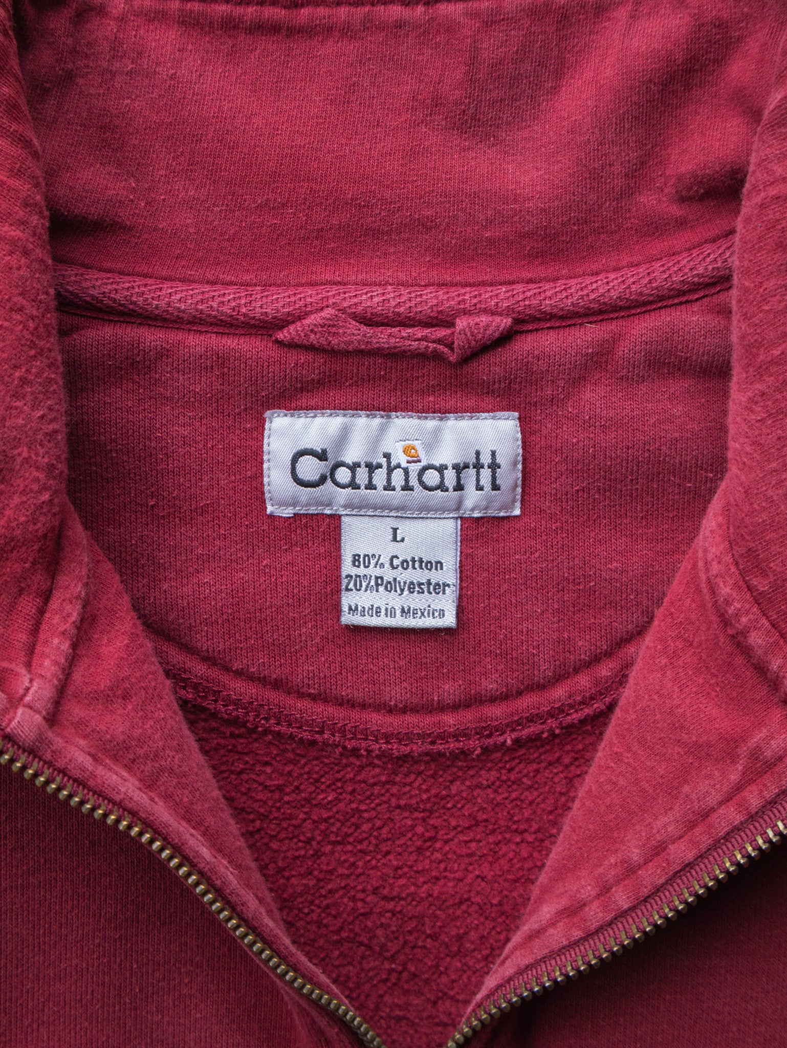 Vintage 00s Burgundy Carhartt Zip Sweatshirt (L)