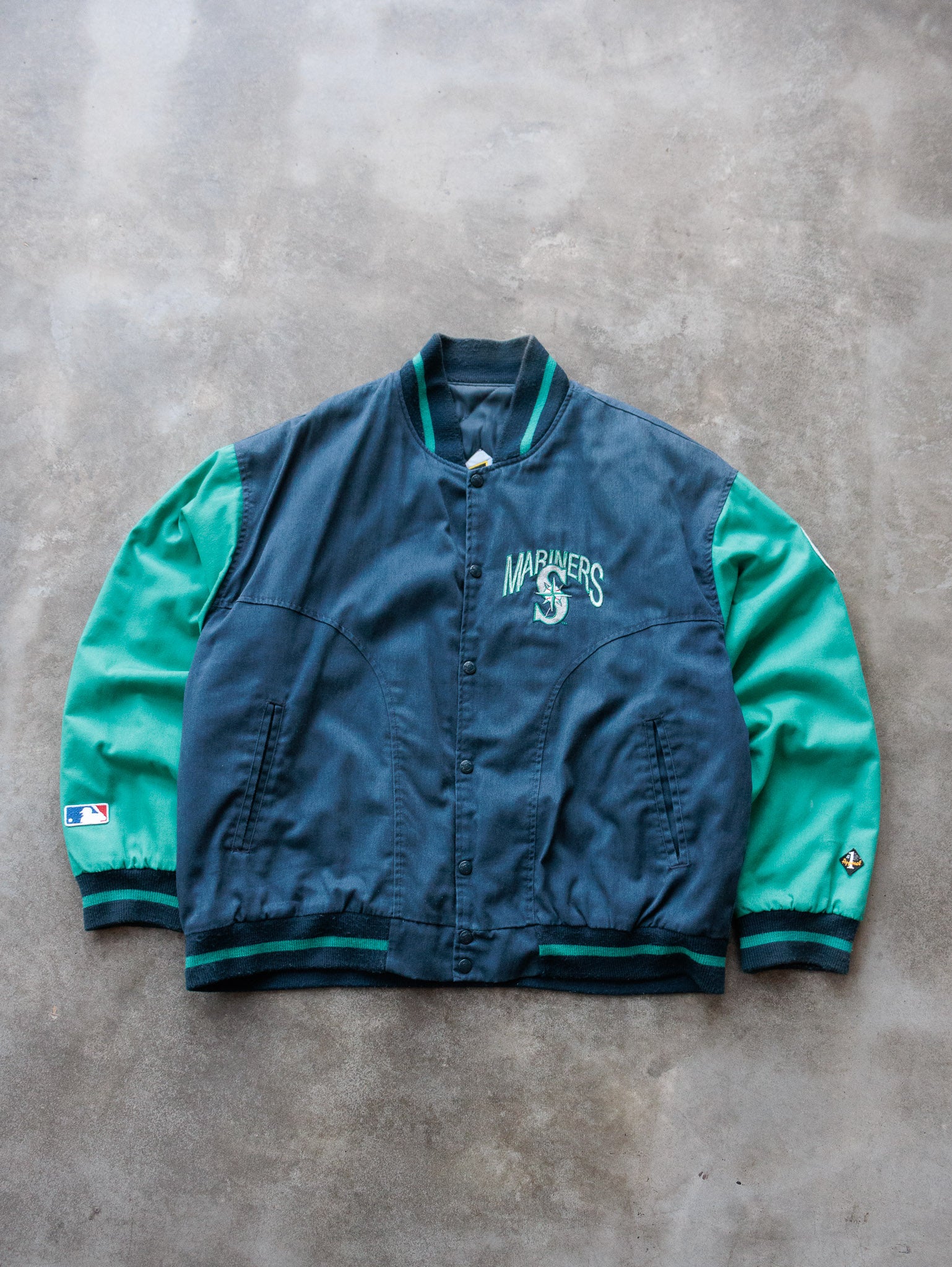 Vintage 90s Blue Seattle Mariners Varsity Jacket (2XL)