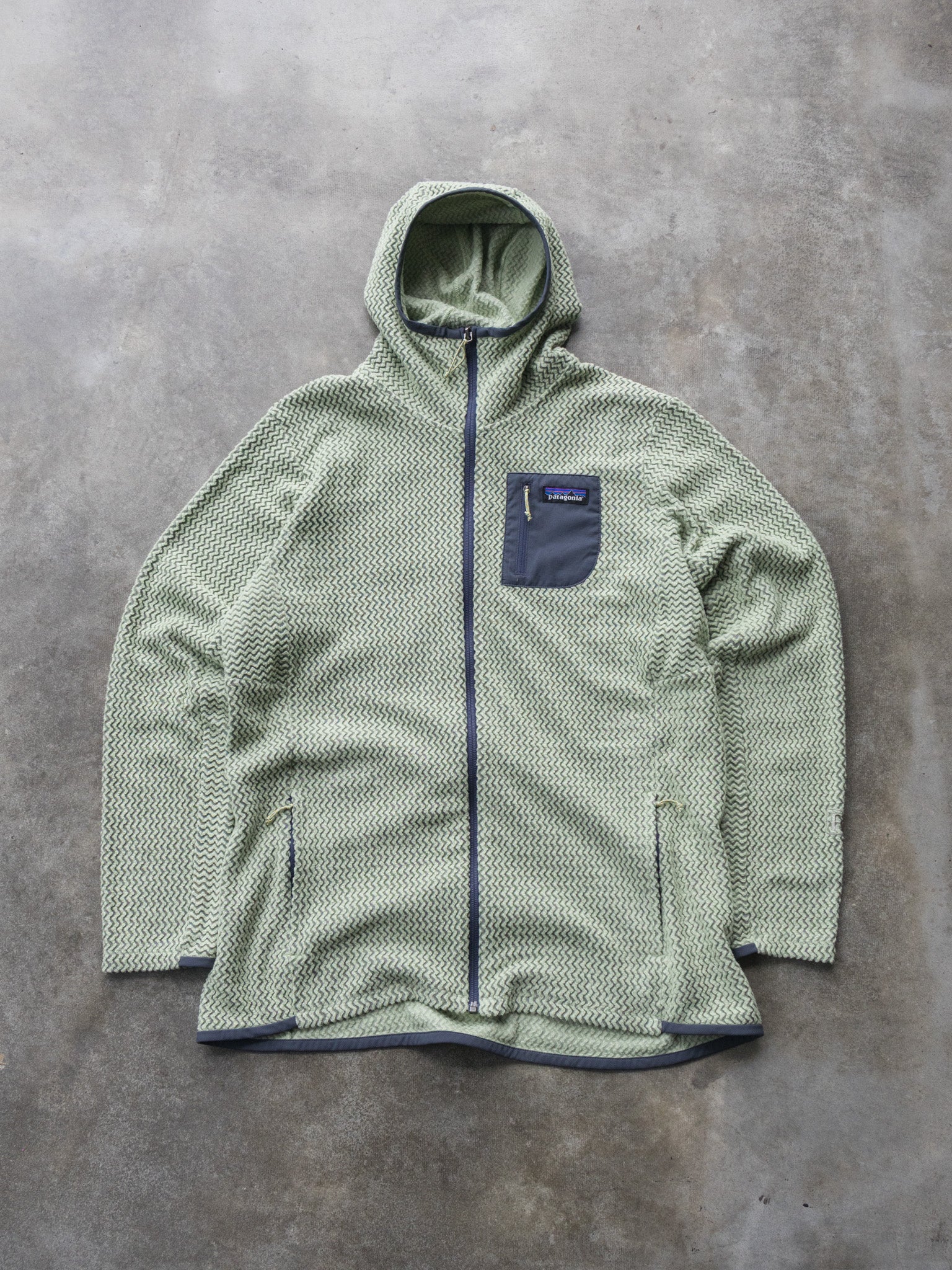 Vintage Green Patagonia Full Zip Fleece Hoodie (XL)