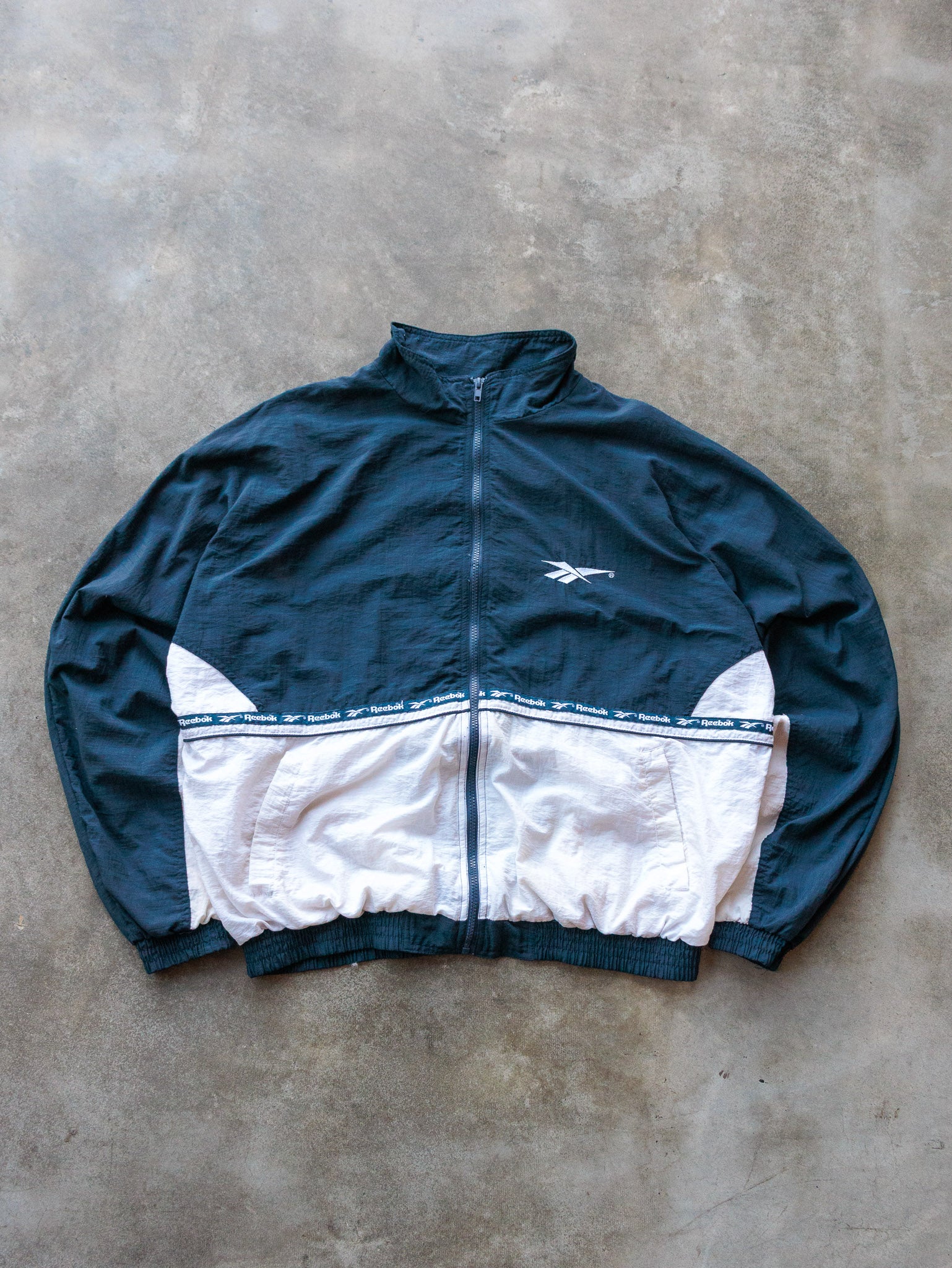 Vintage 90s Teal & White Reebok Track Jacket (L)