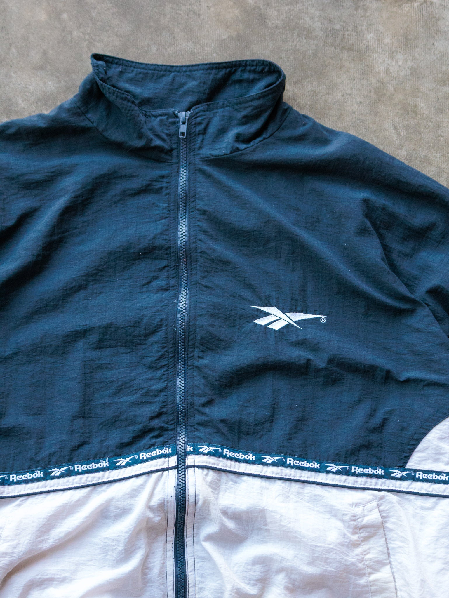 Vintage 90s Teal & White Reebok Track Jacket (L)