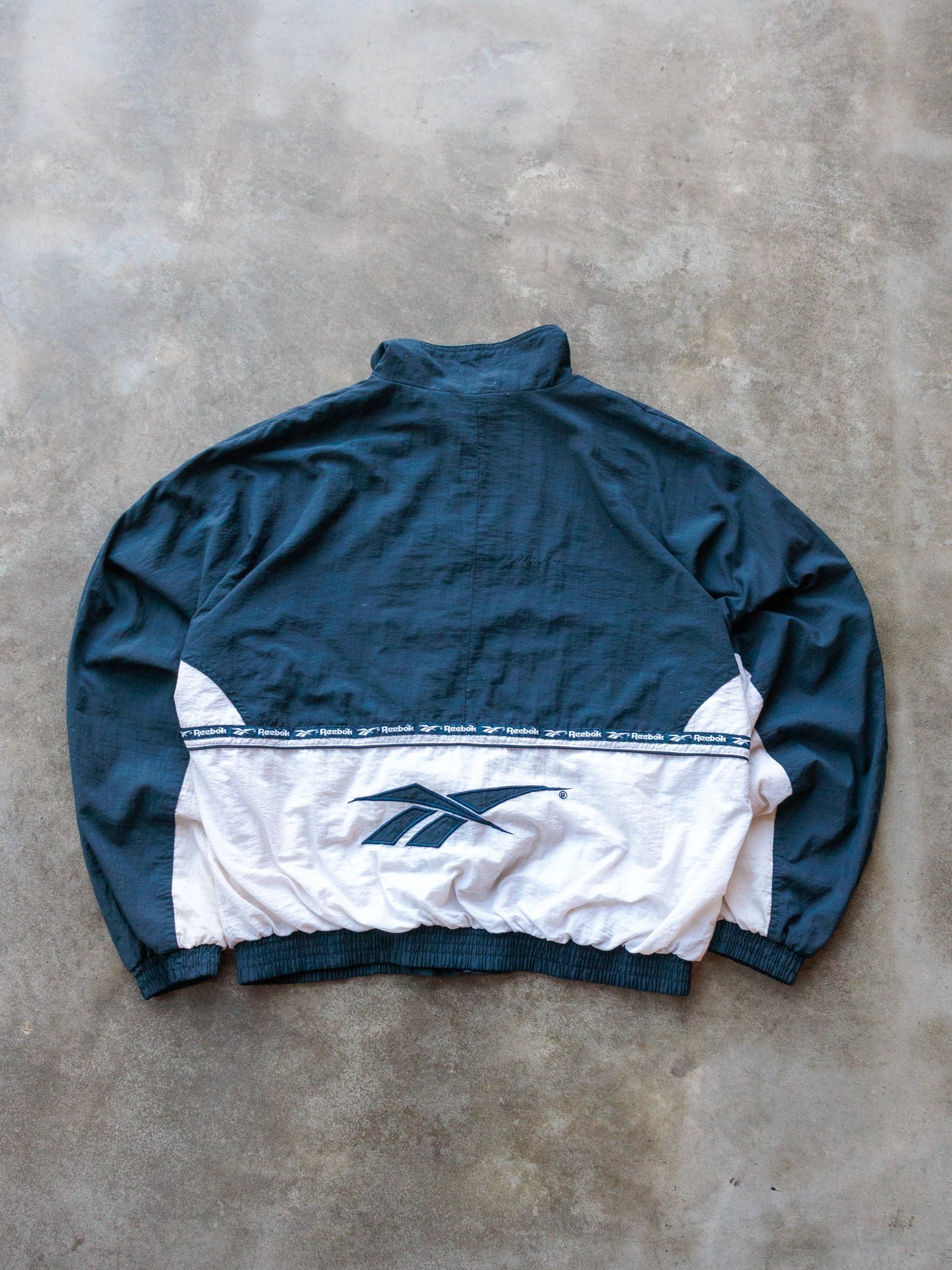 Vintage 90s Teal & White Reebok Track Jacket (L)