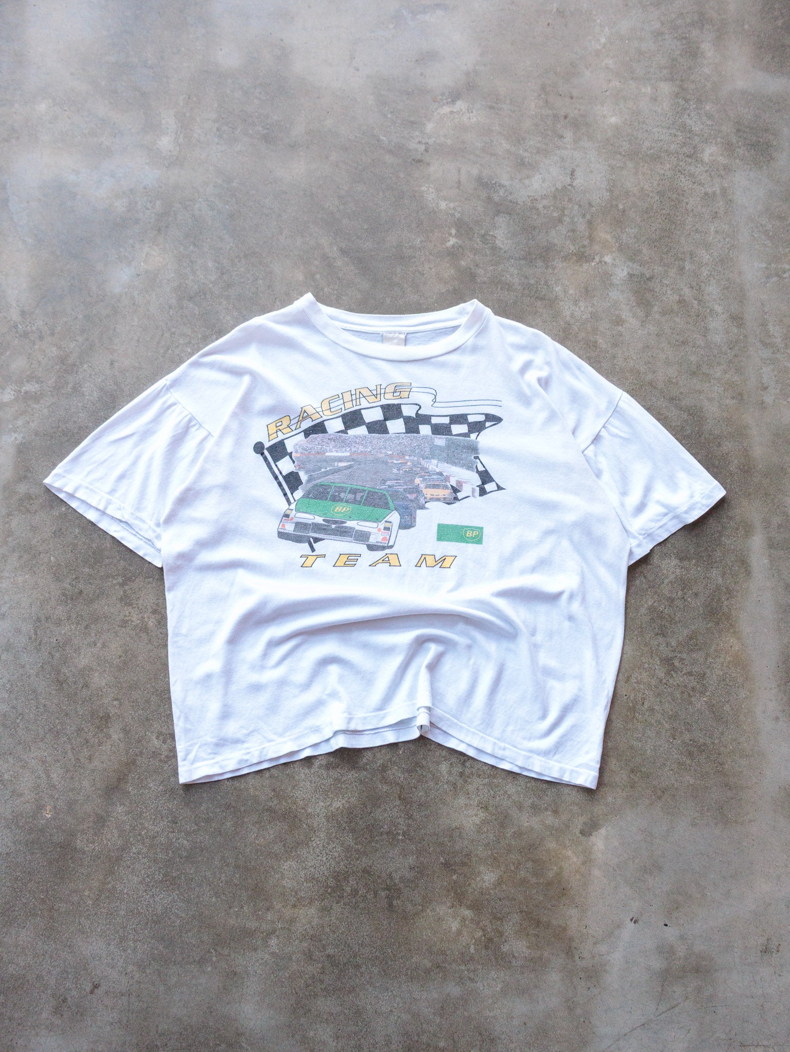 Vintage 90s White BP Racing Team Tee (L)