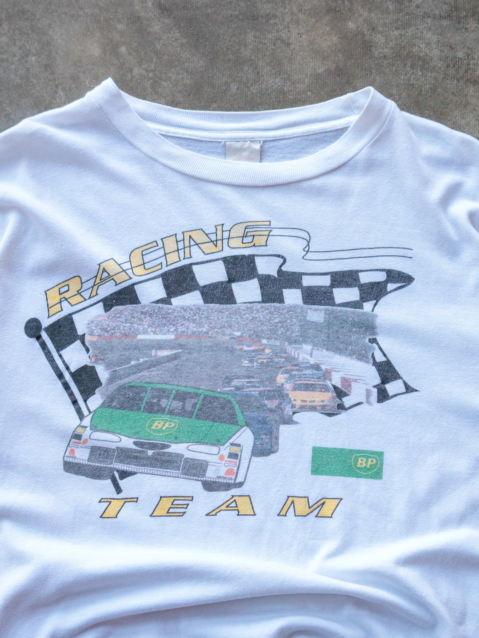 Vintage 90s White BP Racing Team Tee (L)