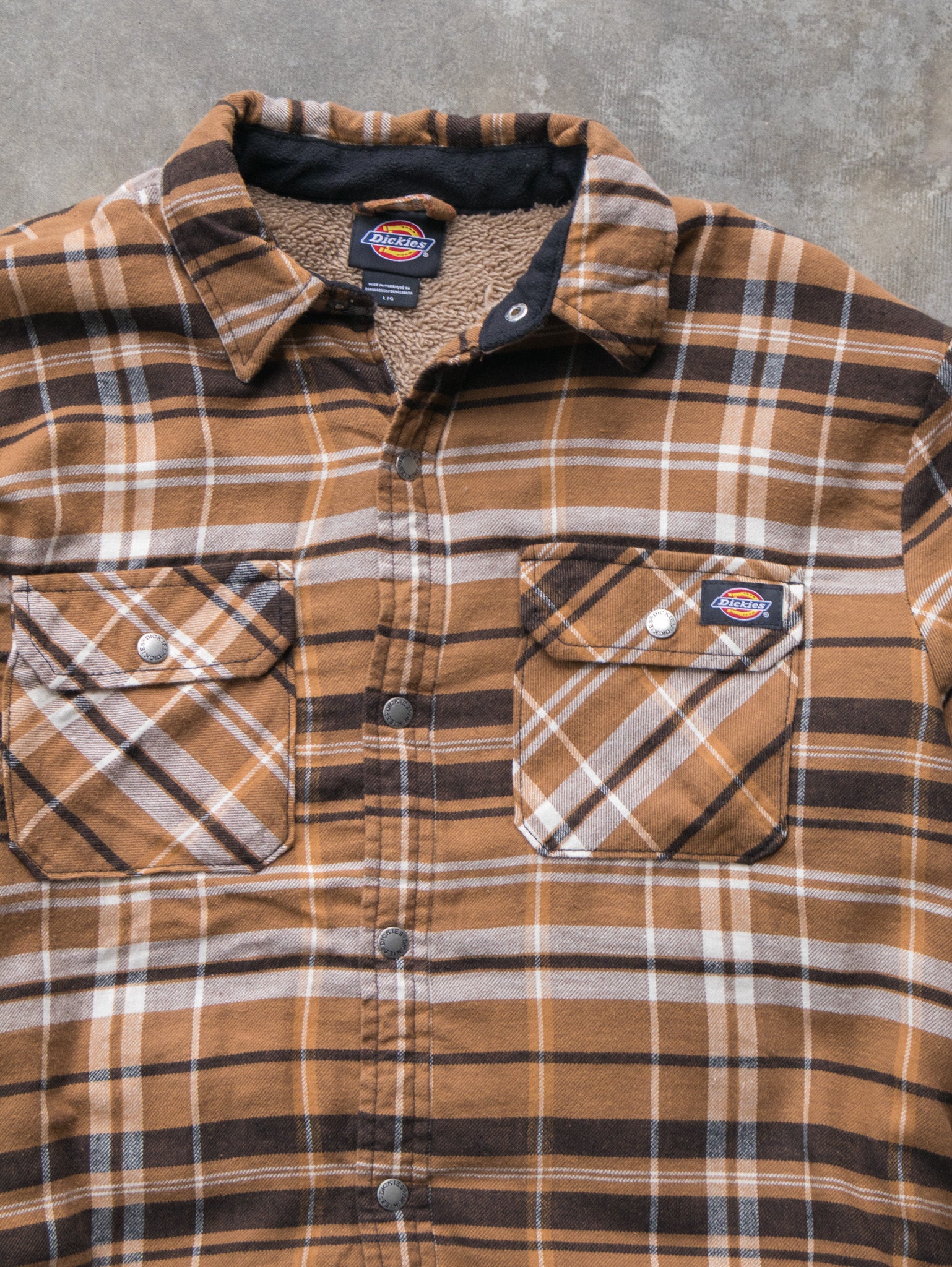 Vintage Brown Plaid Dickies Shirt Jacket (L)