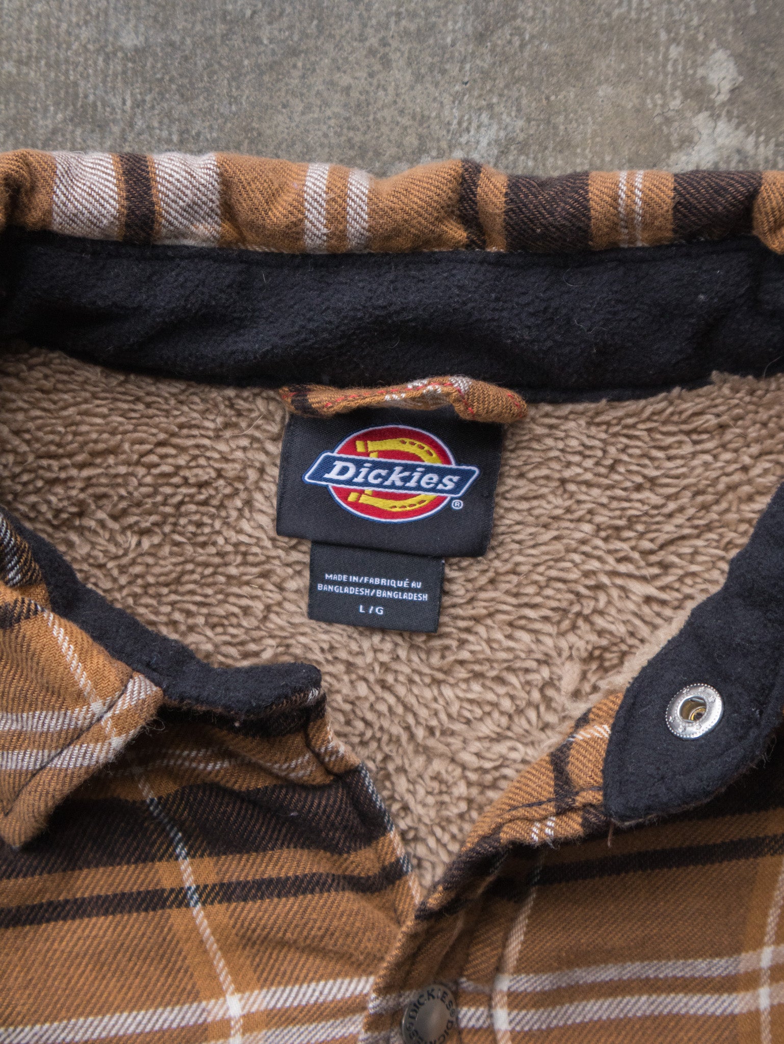 Vintage Brown Plaid Dickies Shirt Jacket (L)