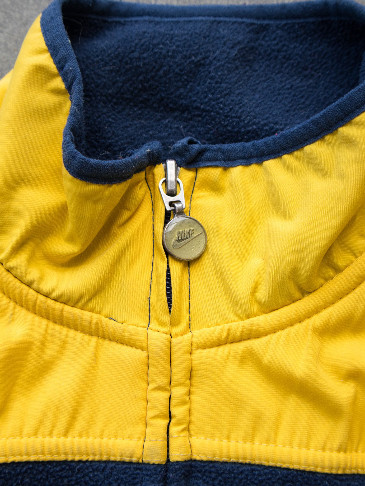 Vintage Nike Navy & Yellow Fleece Jacket (7Y)