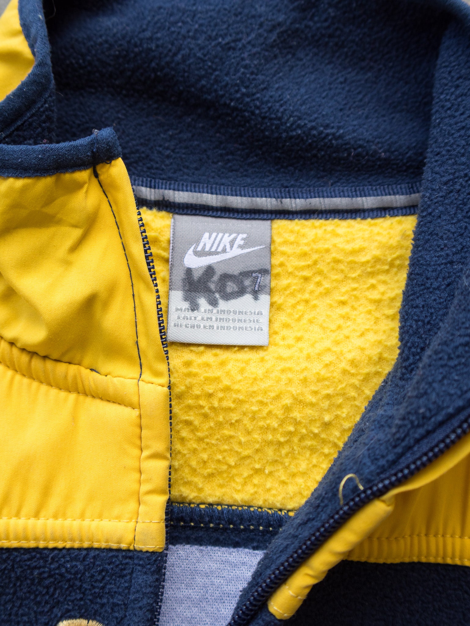 Vintage Nike Navy & Yellow Fleece Jacket (7Y)